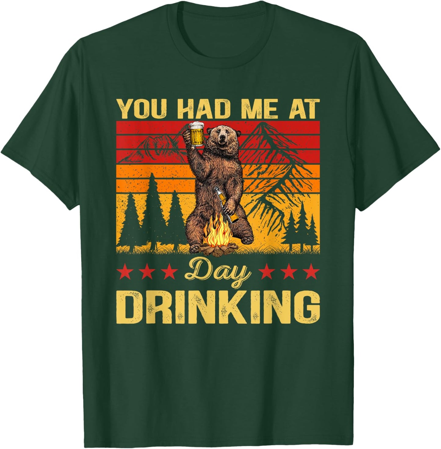 You Had Me At Day Drinking Vintage Bear Drinking Beer T-Shirt - T-Shirt | Forest