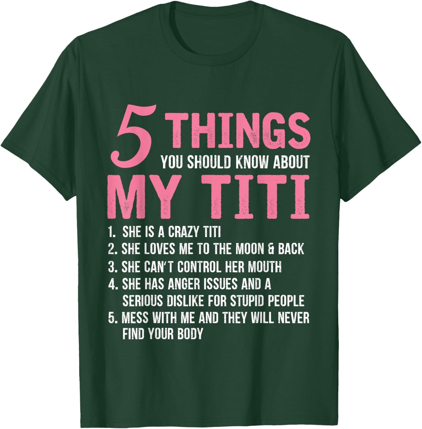 5 Things You Should Know About My Titi Funny Grandma T-Shirt - T-Shirt | Forest