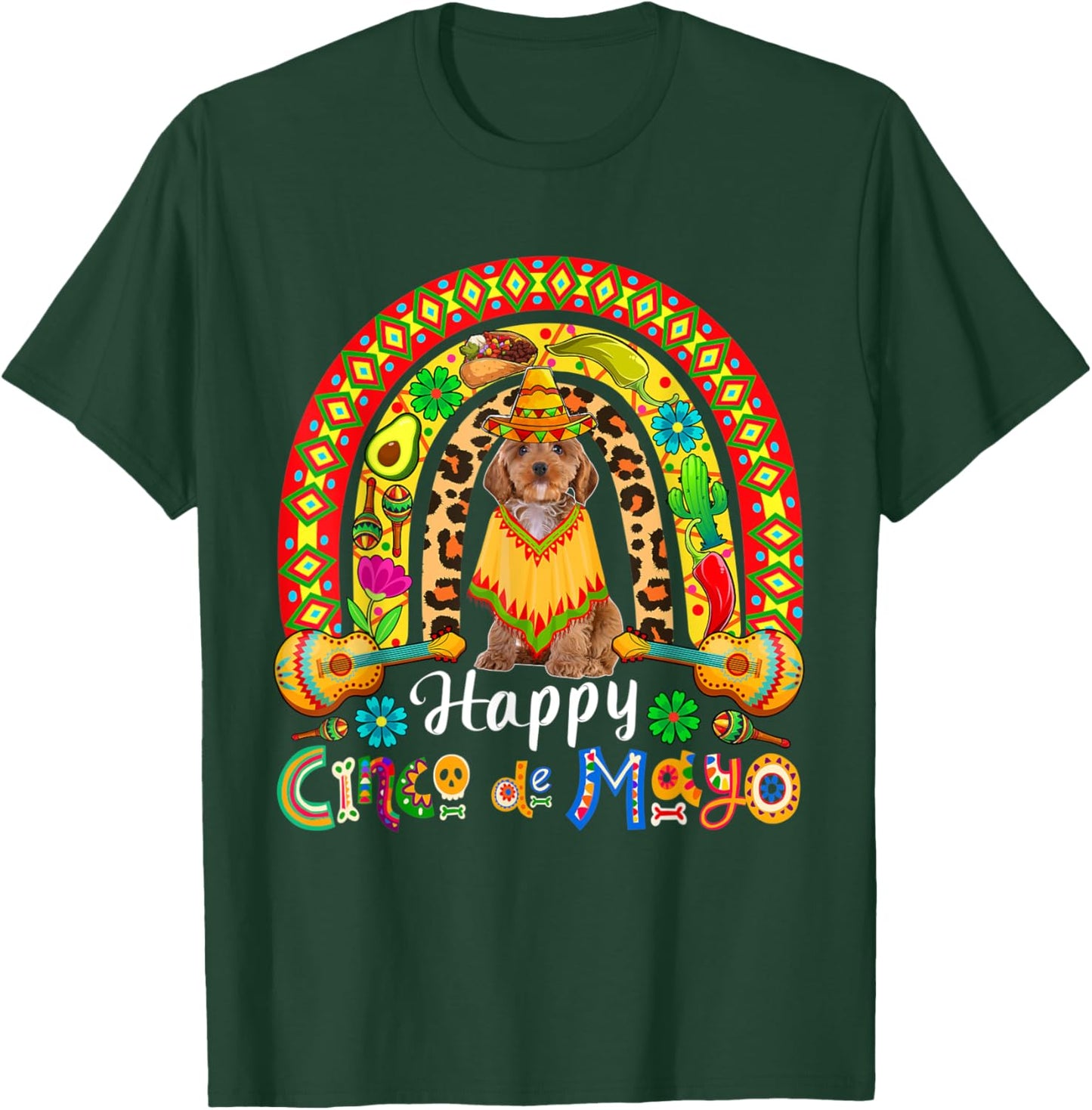 Happy Cinco De Mayo Mexican Cockapoo Sombrero Rainbow T-Shirt - T-Shirt | Forest