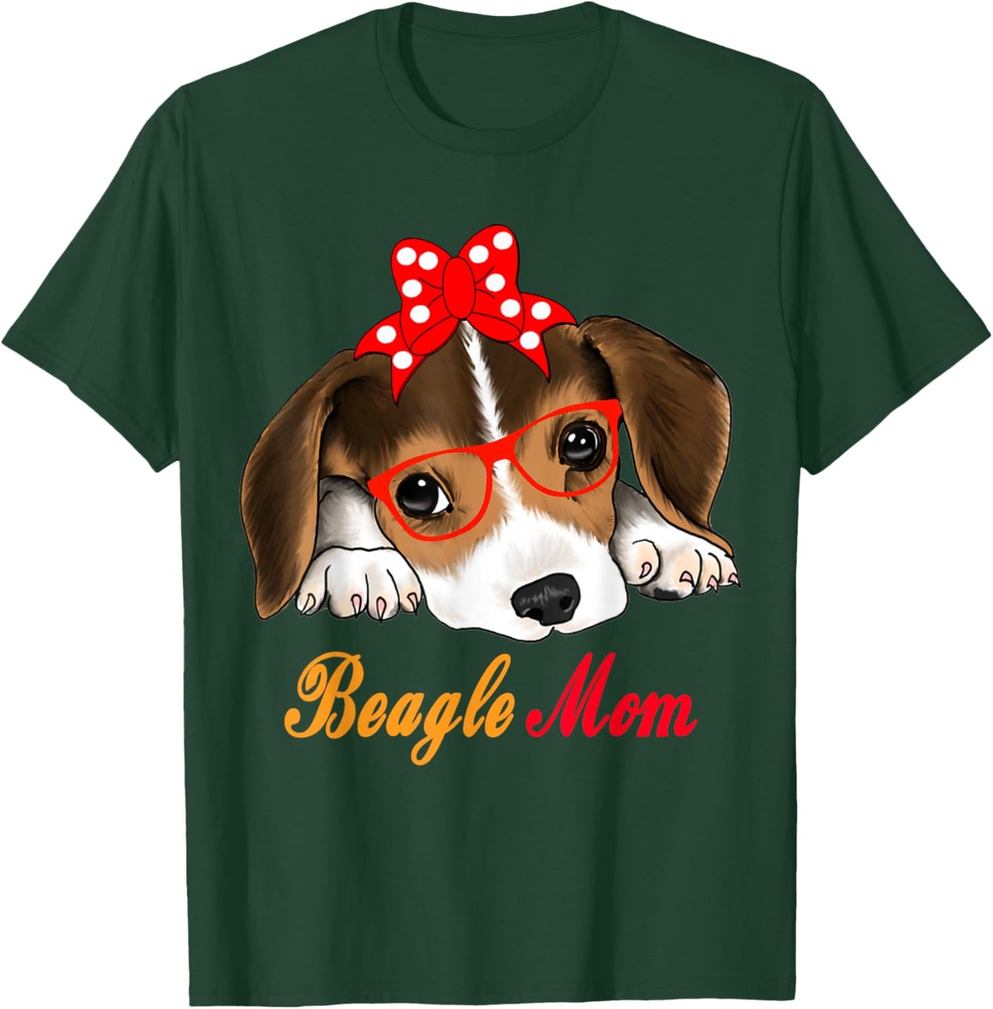 Dog Lover Gifts Bow Tie Glasses Funny Cute Beagle Mom T-Shirt - T-Shirt | Forest