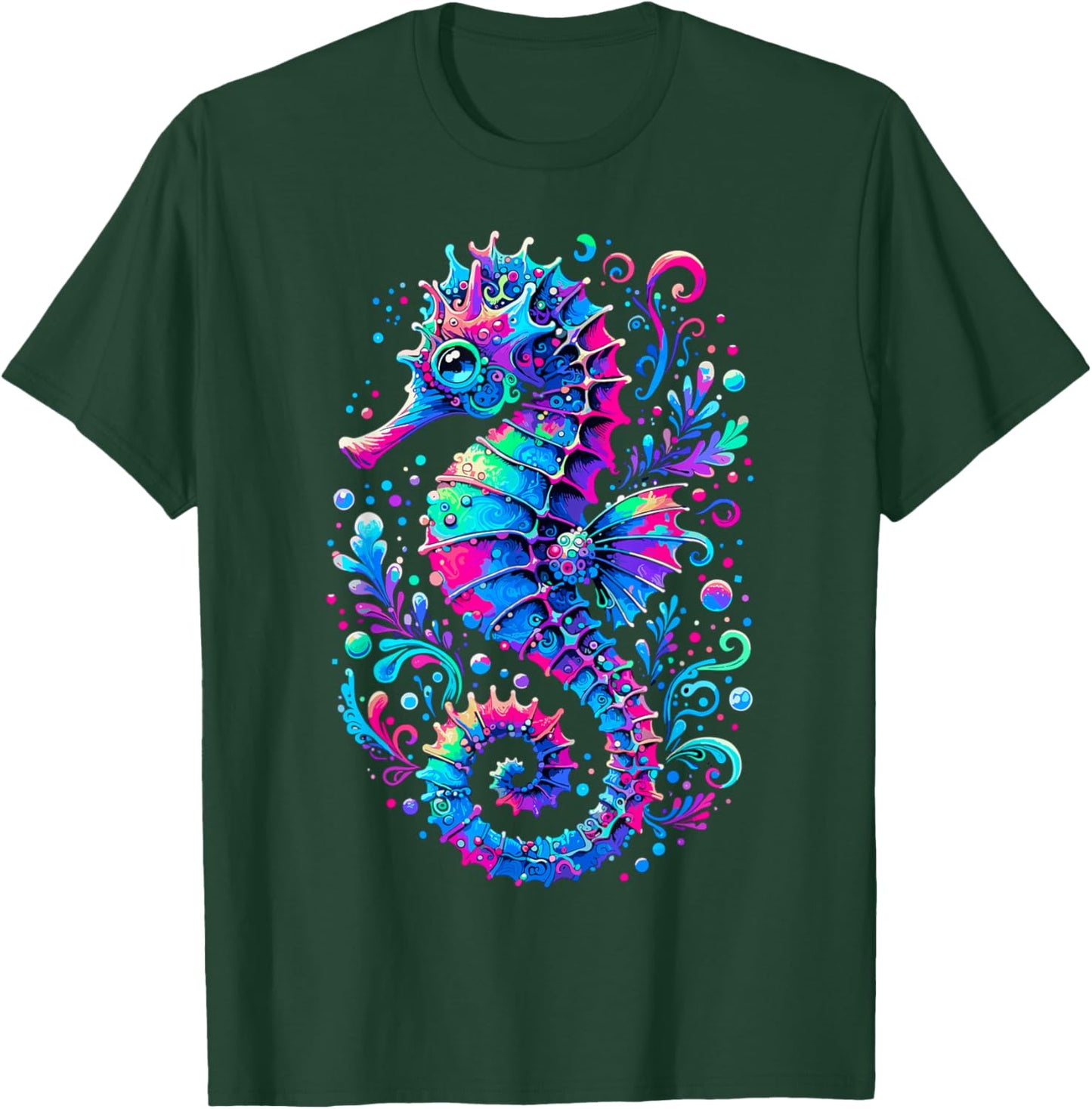 Seahorse Ocean Animal Colorful Underwater Seahorse T-Shirt - T-Shirt | Forest