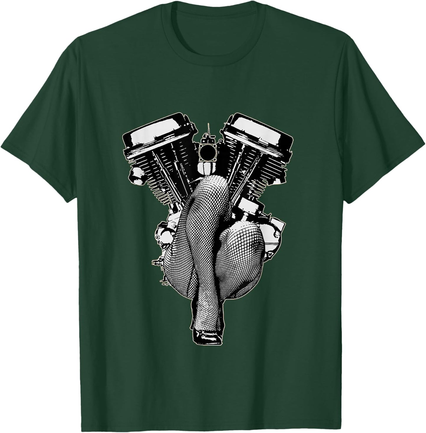 Ultra Sexy HD Panhead Pinup Motorcycle Lets Biker Gear VTwin T-Shirt - T-Shirt | Forest