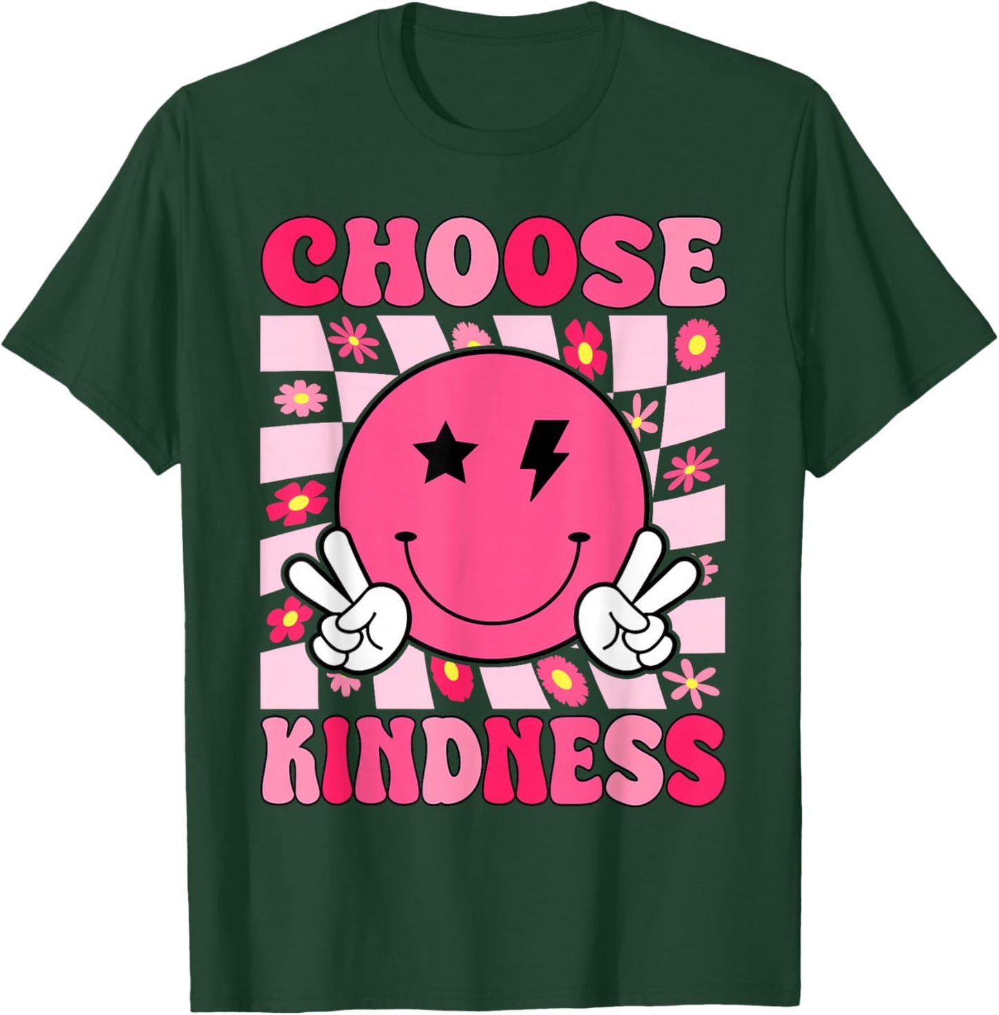 Be Kind Choose Kindness Retro Groovy Inspirational T-Shirt - T-Shirt | Forest