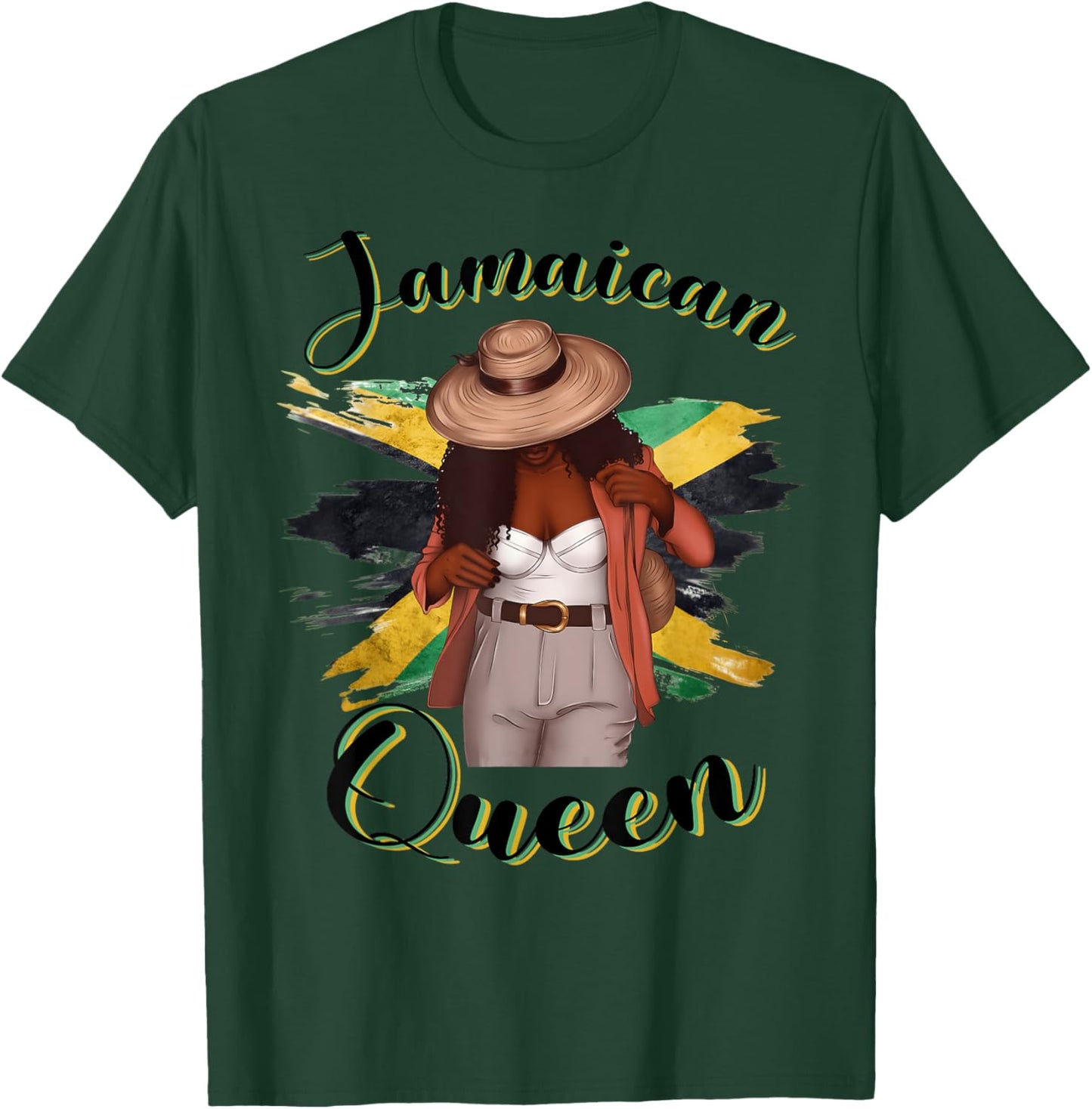 Proud Jamaican Melanin Queen Jamaican Afro Girl Jamaica Flag T-Shirt - T-Shirt | Forest