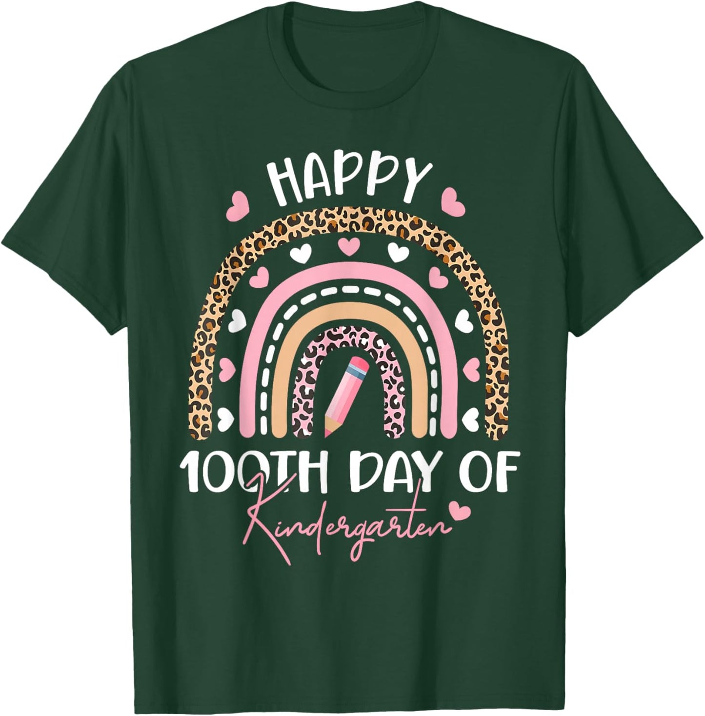 Happy 100th Day of Kindergarten 100 Days of School Teacher T-Shirt - T-Shirt | Forest