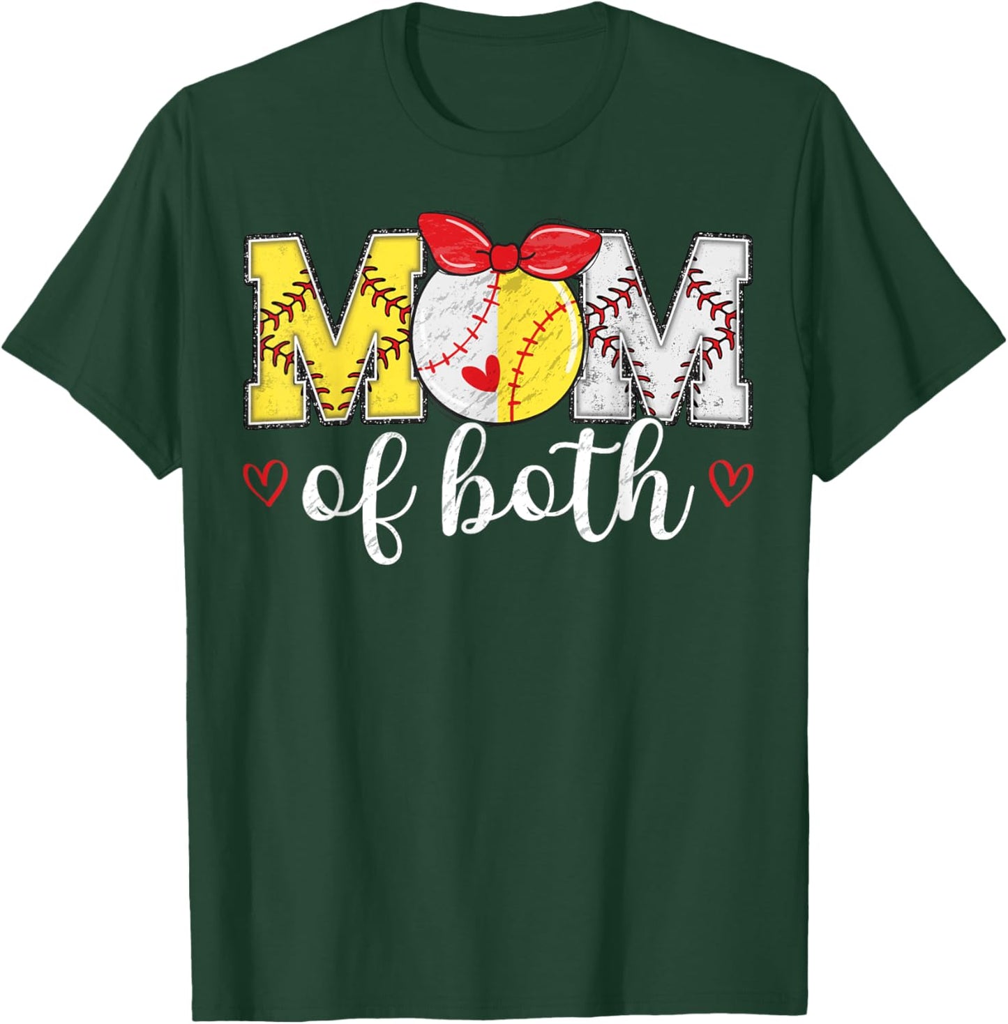 Mom Of Both Funny Baseball Softball Mother's Day T-Shirt - T-Shirt | Forest