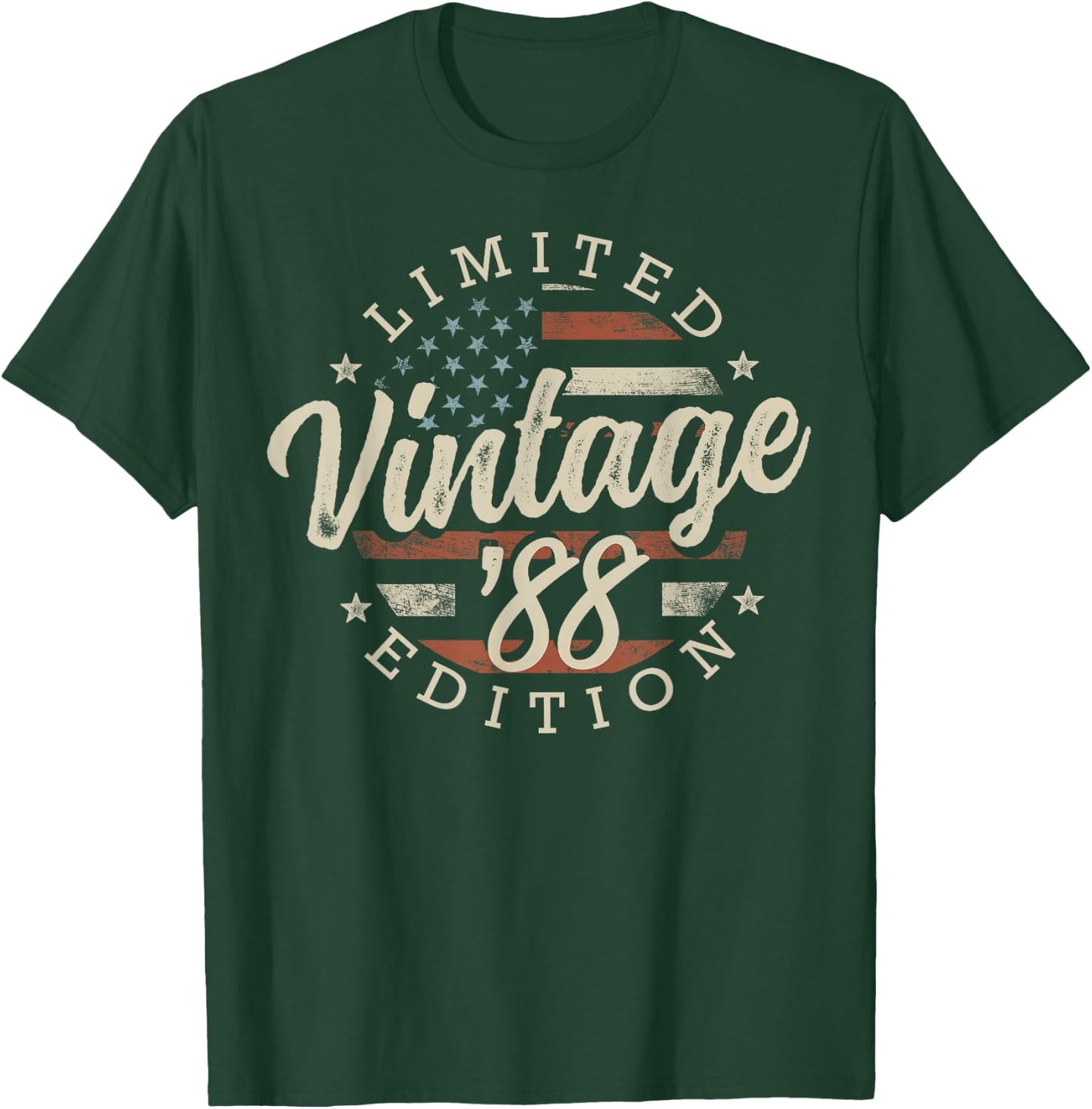 Vintage 1988 Limited Edition USA Flag 38th Birthday T-Shirt - T-Shirt | Forest