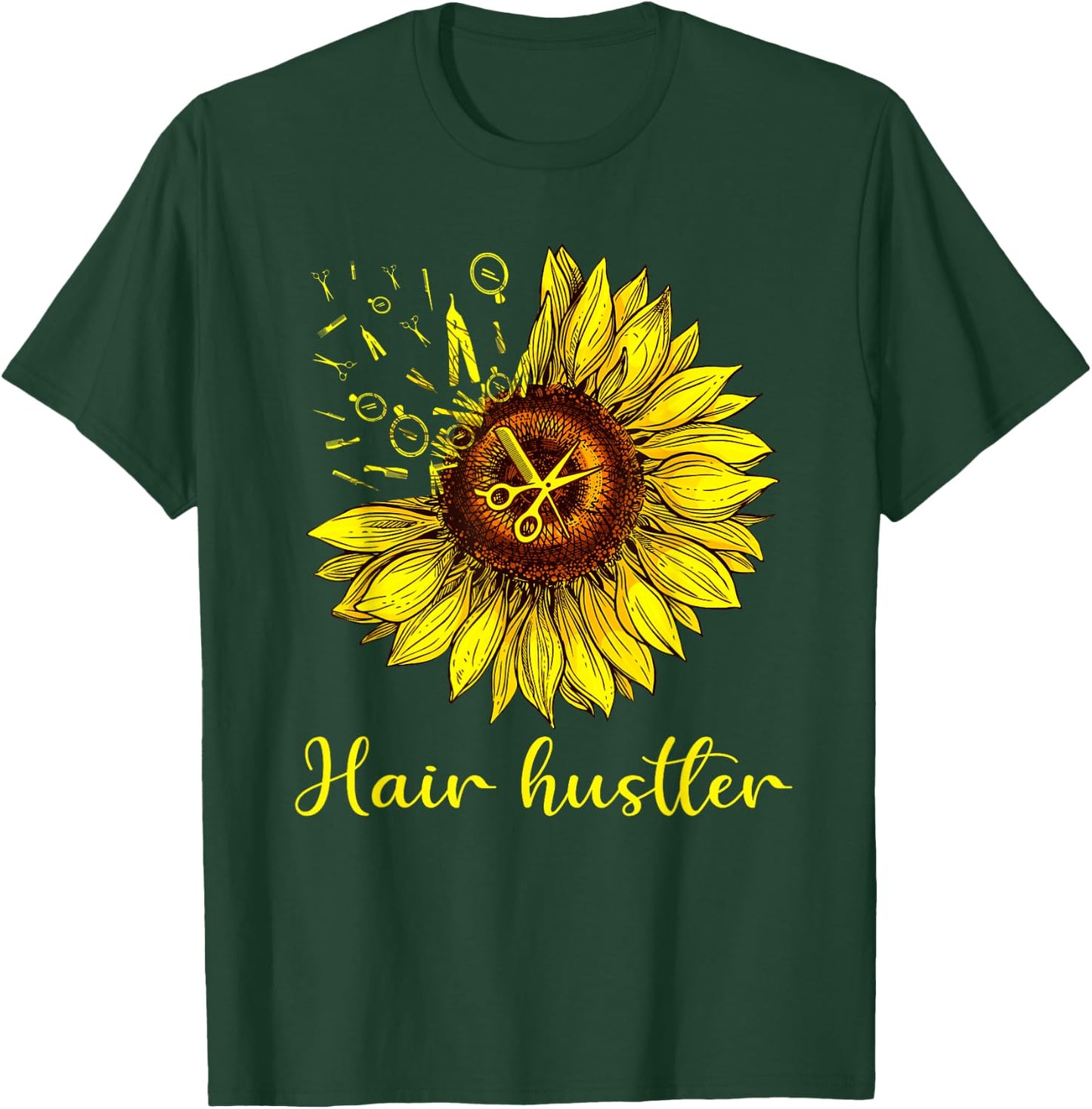 Hairstylist Hair Hustler Shirt St Sunflower Gift Women T-Shirt - T-Shirt | Forest