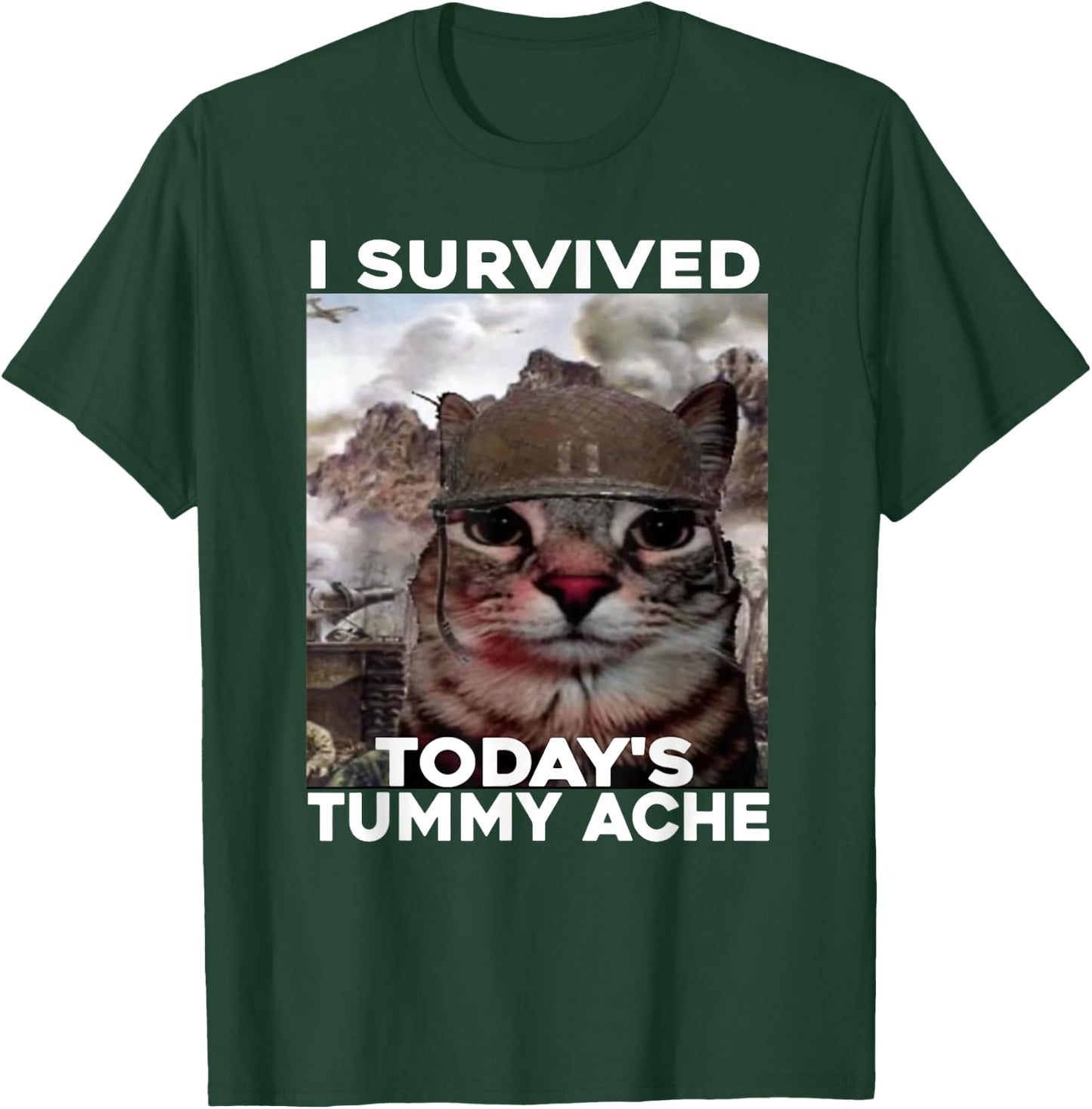 I Survived Today's Tummy Ache Meme T-Shirt - T-Shirt | Forest