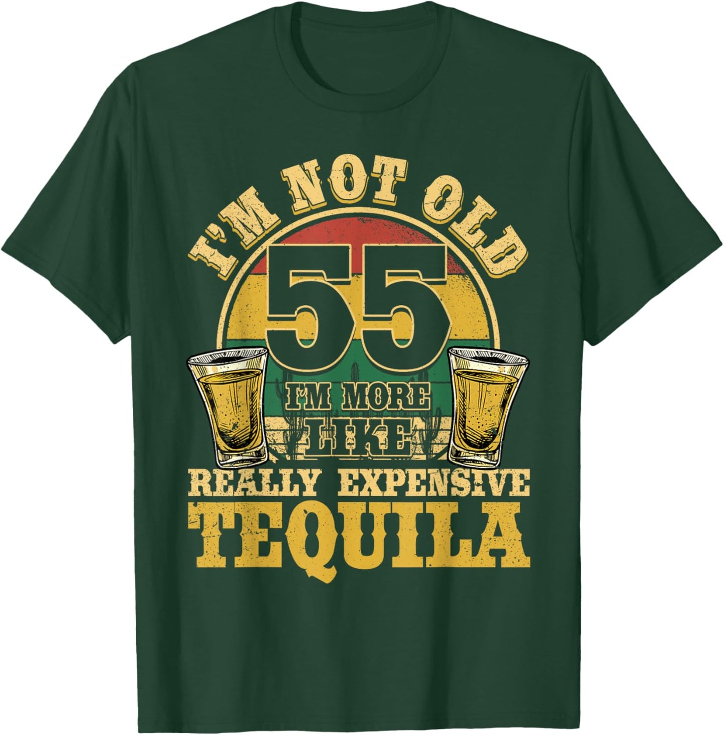 55 Years Old Tequila Mexican 55th Birthday Tequila Drinker T-Shirt - T-Shirt | Forest
