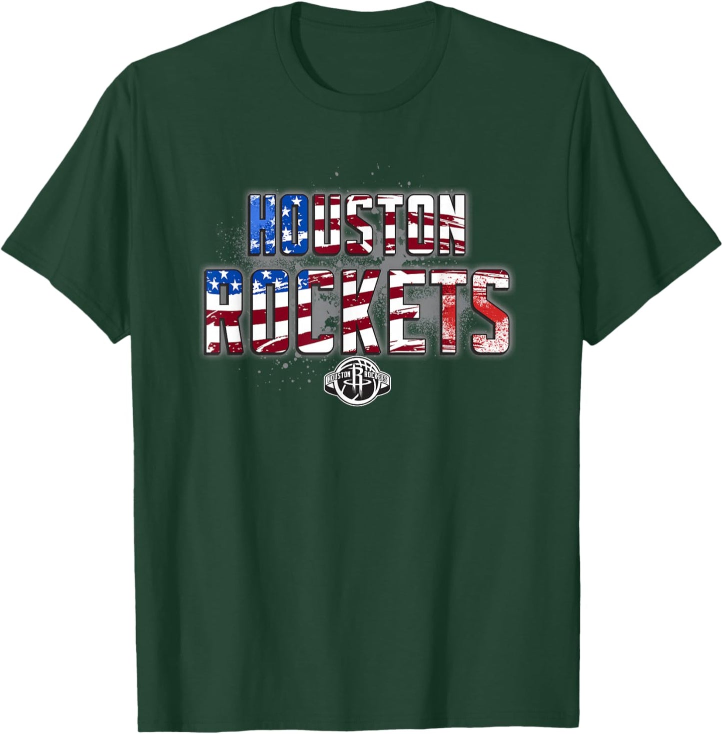 NBA Houston Rockets American Flag Distressed Paint Spill T-Shirt - T-Shirt | Forest