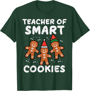 Teacher Smart Cookies Christmas Xmas Gingerbread Men Women T-Shirt - T-Shirt | Forest