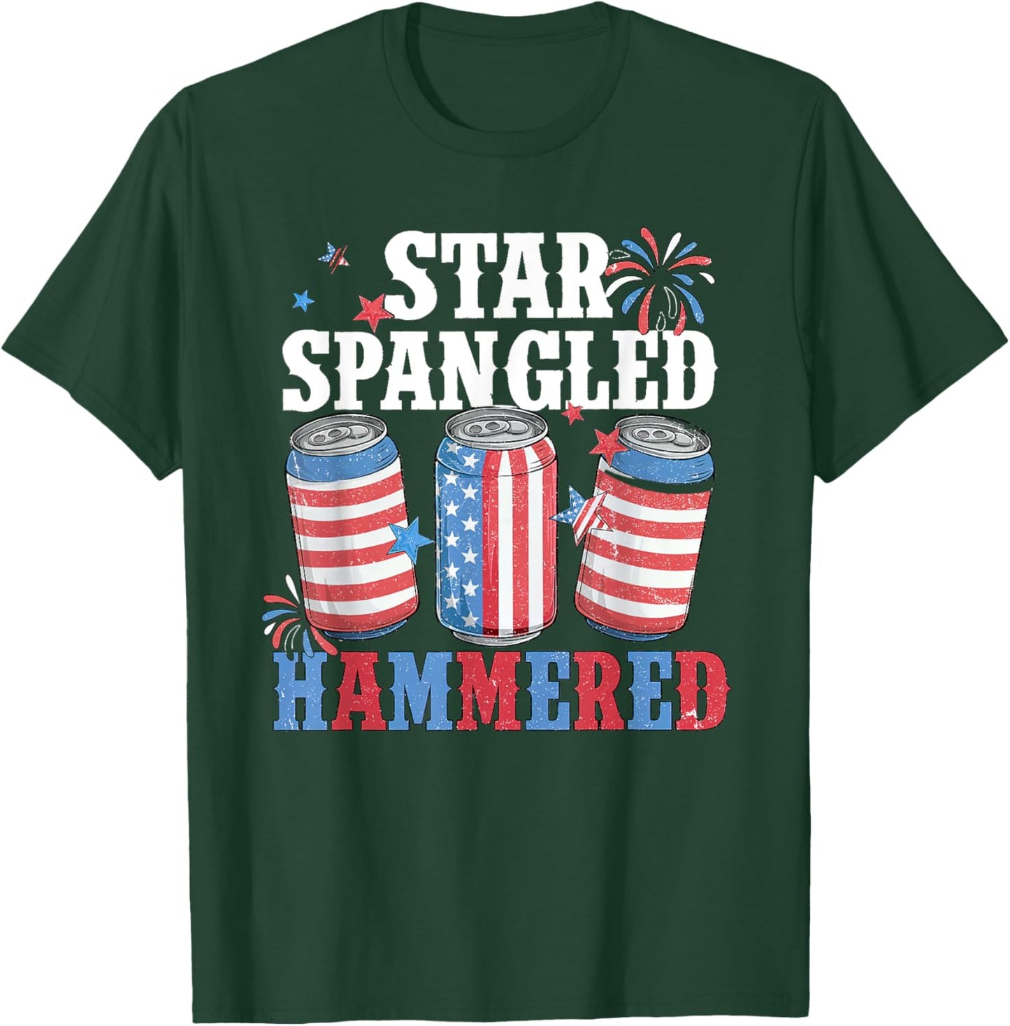 Retro Getting Star Spangled Hammered America 4th Of July Men T-Shirt - T-Shirt | Forest