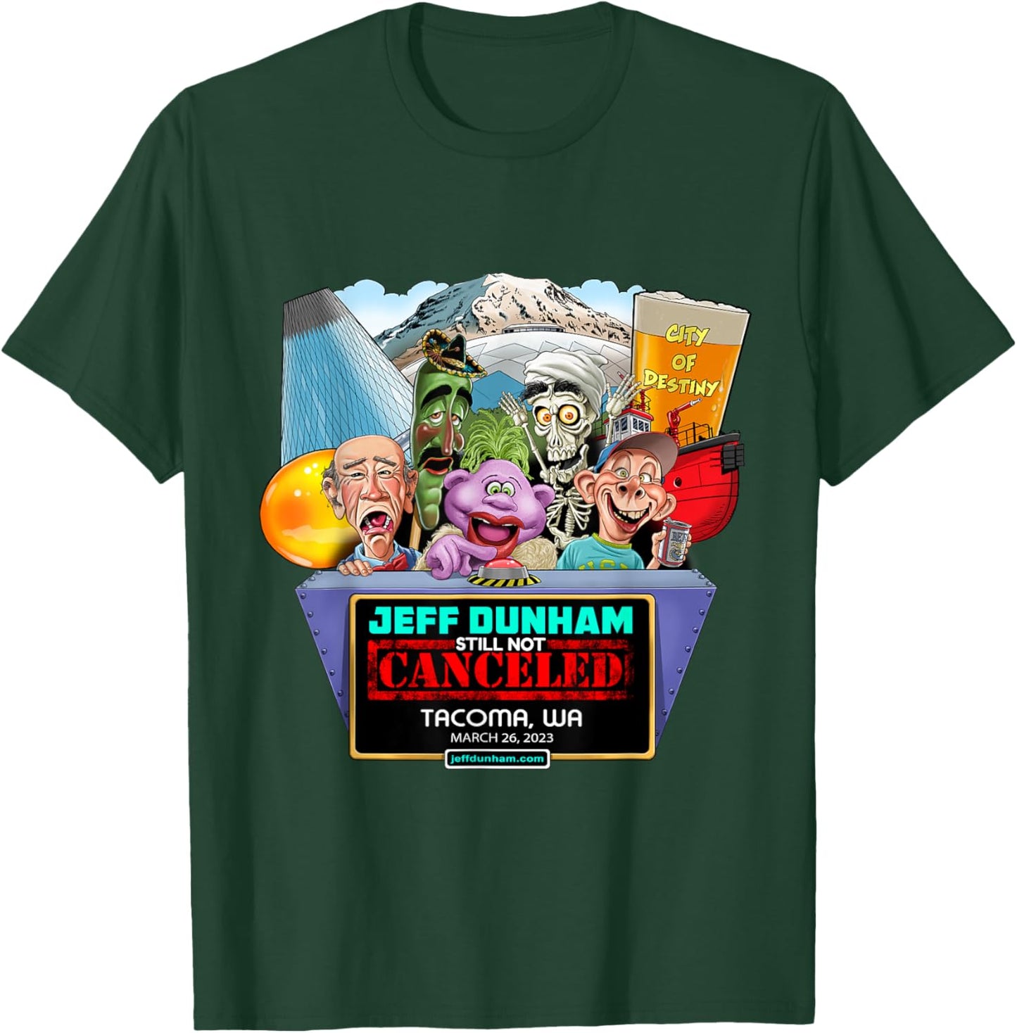 Jeff Dunham Tacoma 2023 Black - Classic Fit, Cotton, Short Sleeve T-Shirt - T-Shirt | Forest