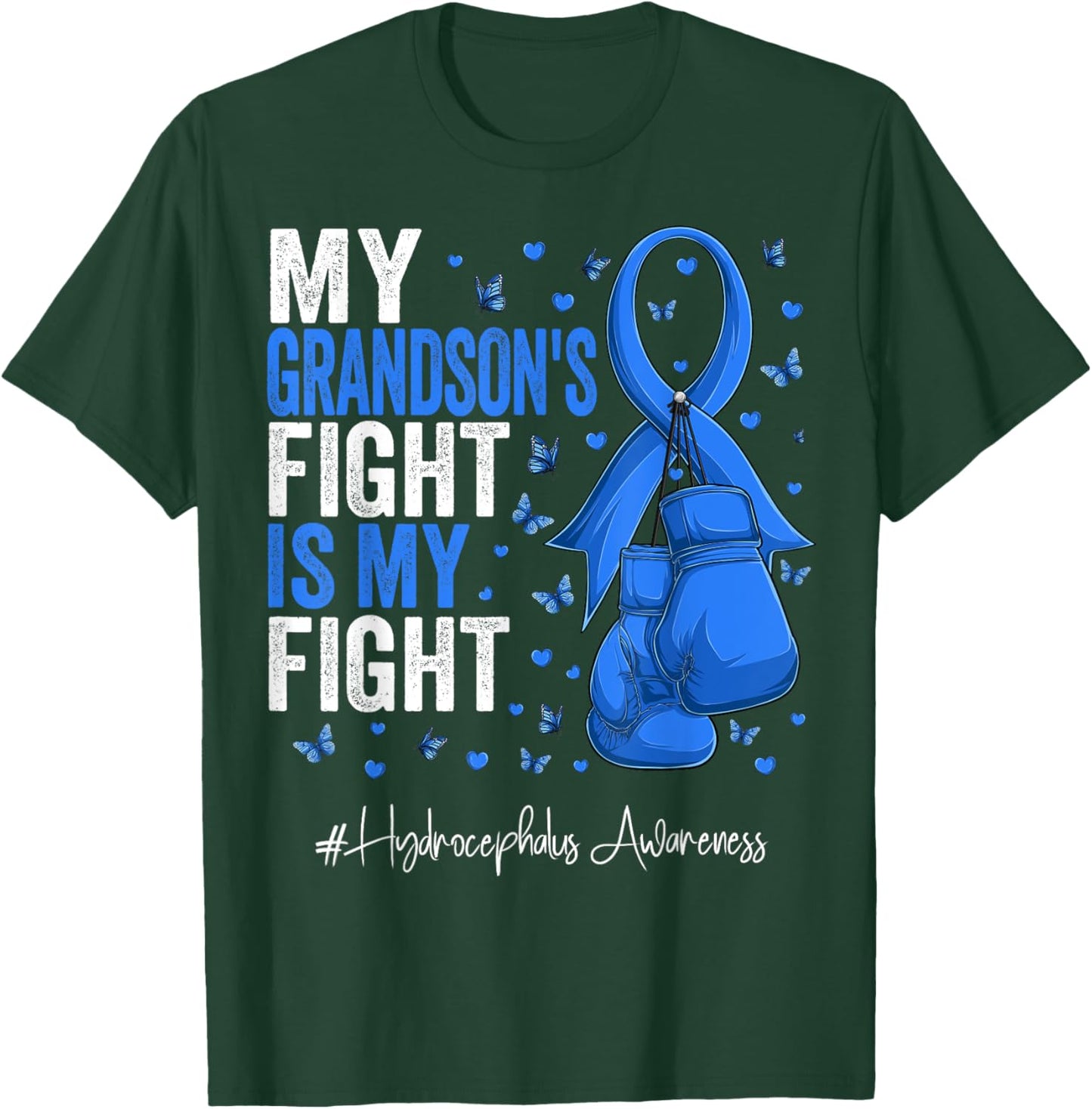 Blue Ribbon Grandson Hydrocephalus Awareness T-Shirt - T-Shirt | Forest