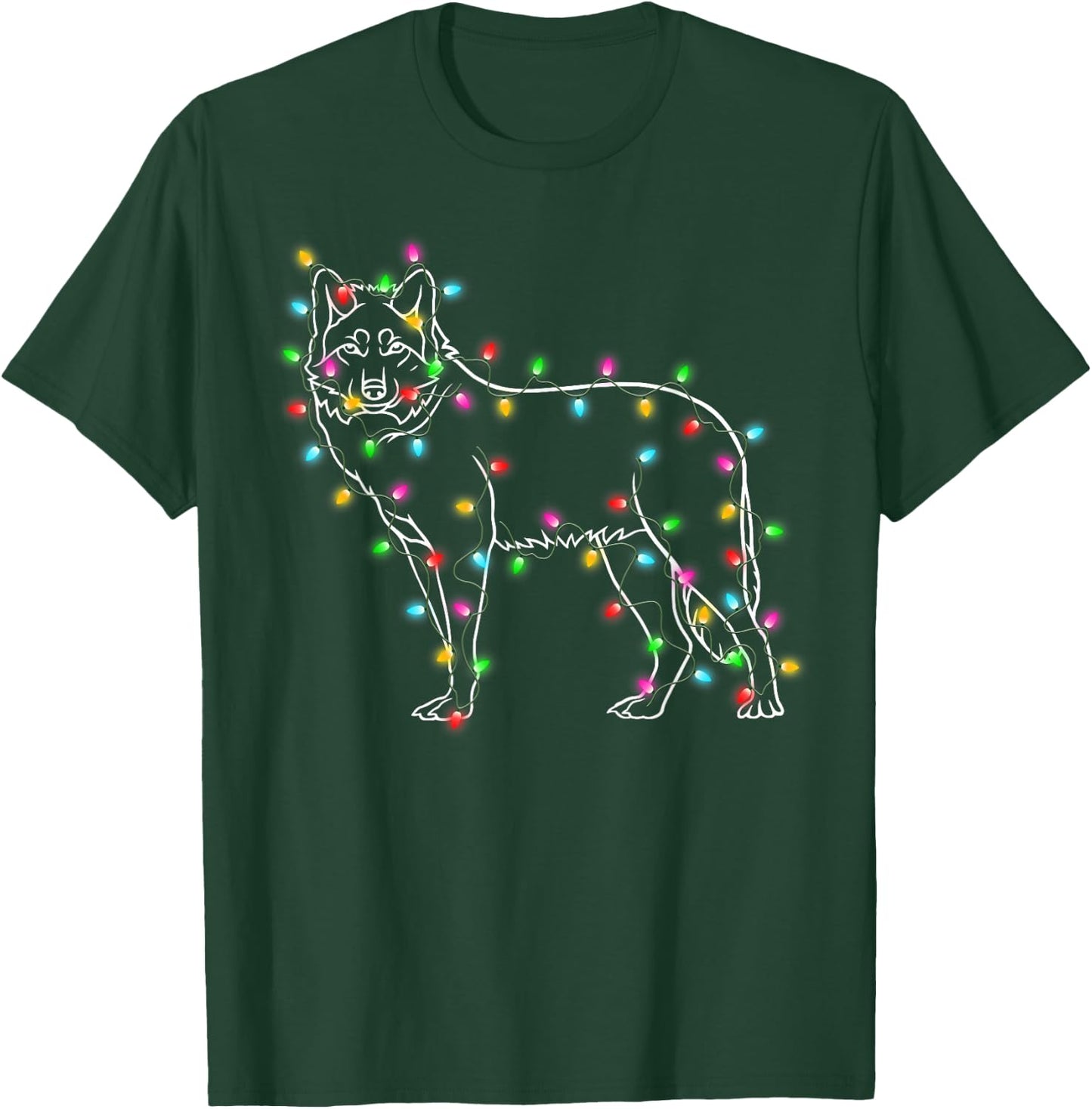 Wolfs Tree Christmas Sweater Xmas Pet Animal Wolf Lover Gift T-Shirt - T-Shirt | Forest
