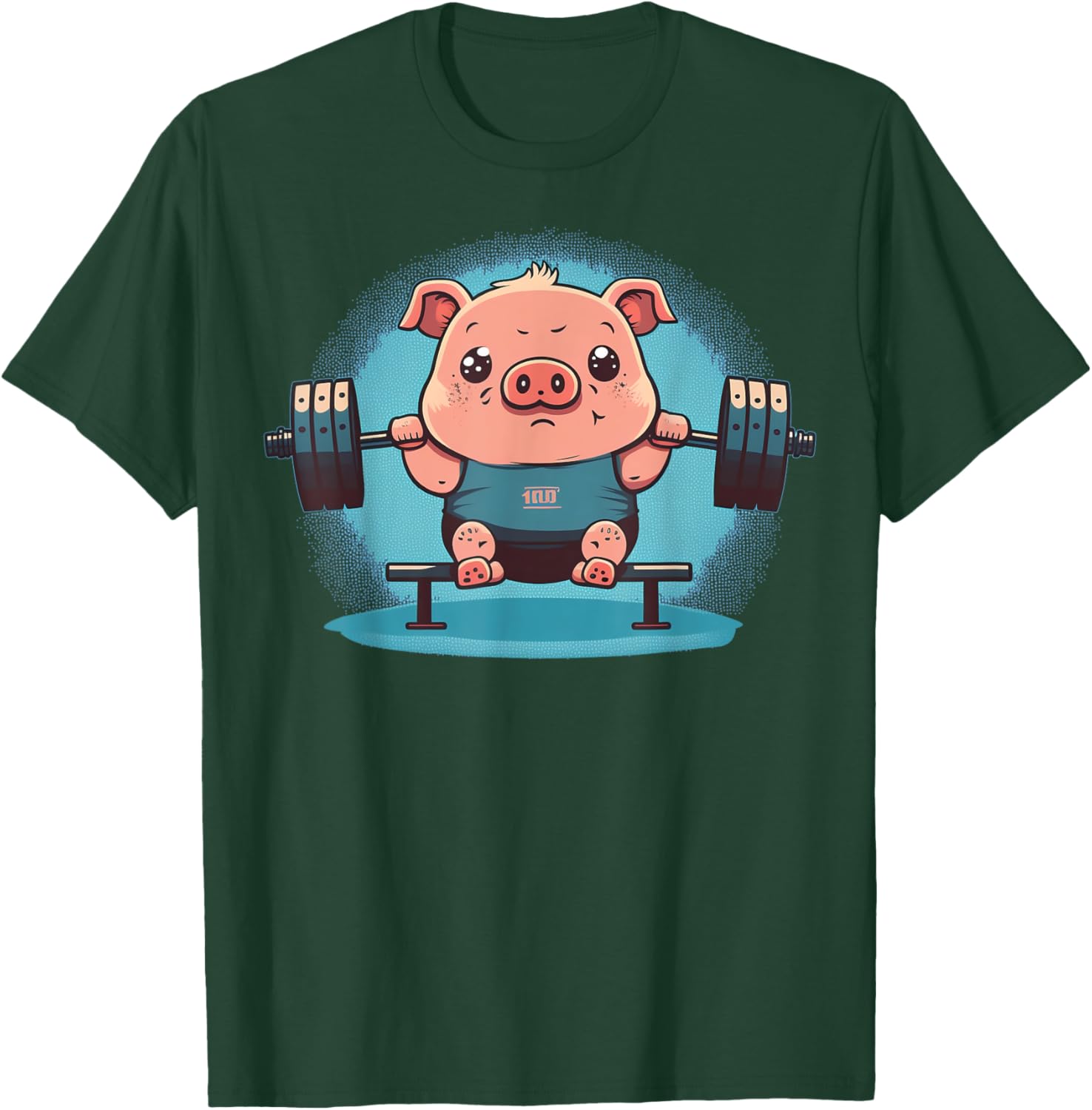 Pig Weightlifting Funny Fitness Gym Pig T-Shirt - T-Shirt | Forest