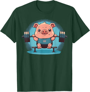 Pig Weightlifting Funny Fitness Gym Pig T-Shirt - T-Shirt | Forest