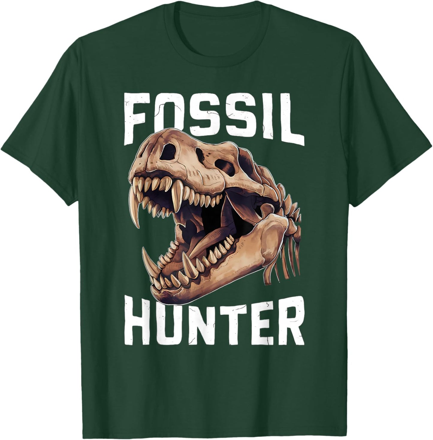 Fossil Hunter Dinosaur Skull Graphic T-Shirt - T-Shirt | Forest