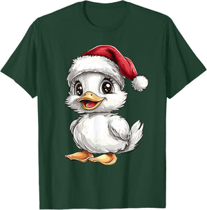 Duck Santa Hat Funny Girls Kids Duck Lovers Christmas Pajama T-Shirt - T-Shirt | Forest