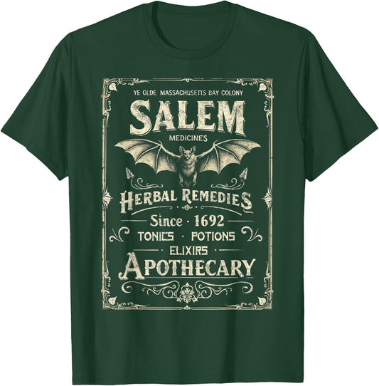 Vintage Salem 1692 Medicines Apothecary Funny Halloween T-Shirt - T-Shirt | Forest