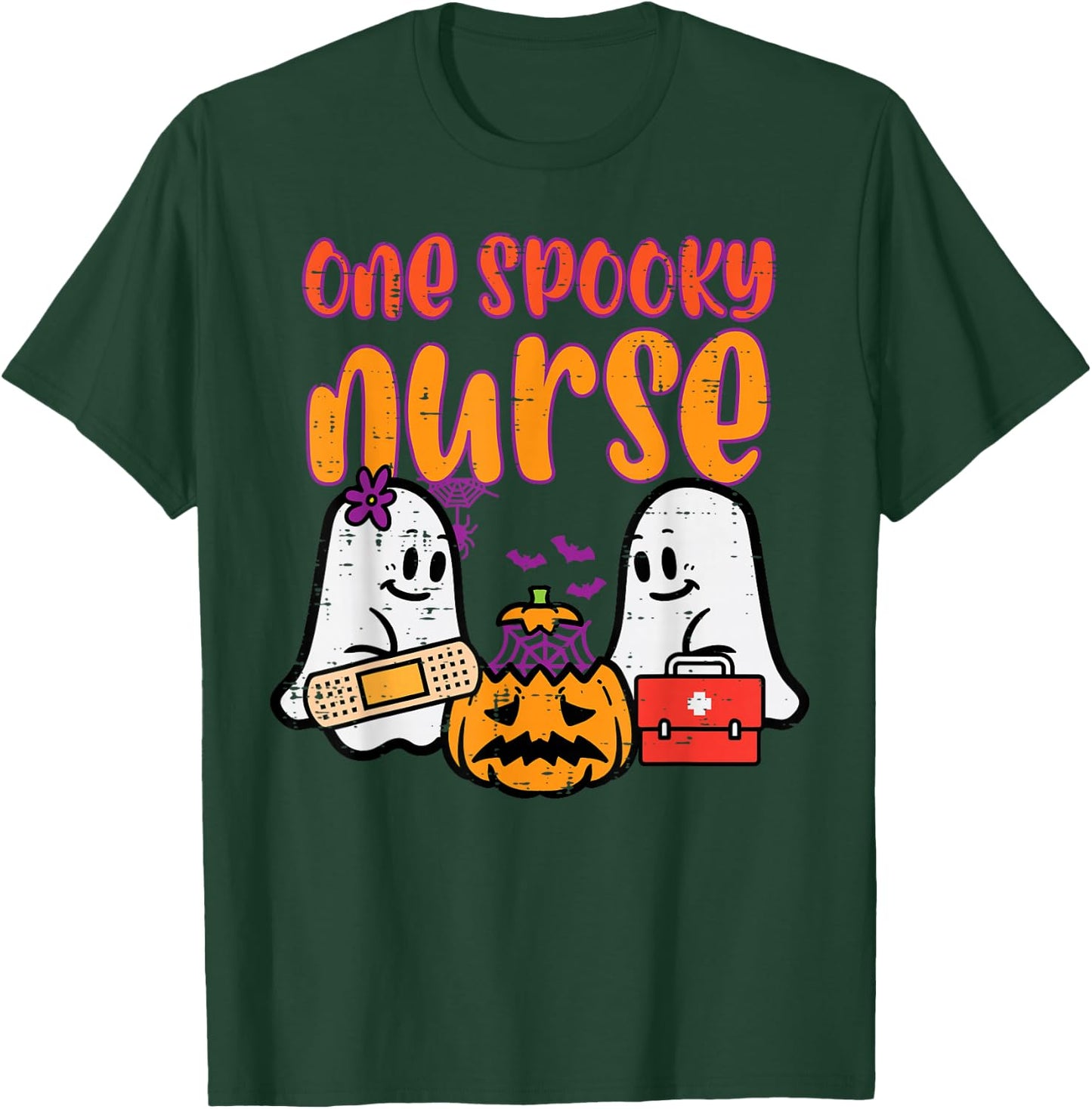 Ghosts One Spooky Nurse Halloween Nurse Fall Scrub RN Women T-Shirt - T-Shirt | Forest