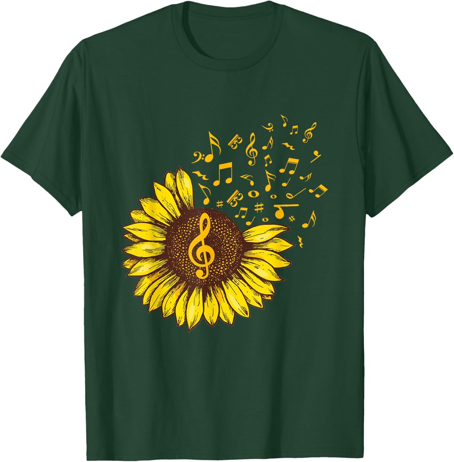 Sunflower Music Note Music Lovers T-Shirt - T-Shirt | Forest