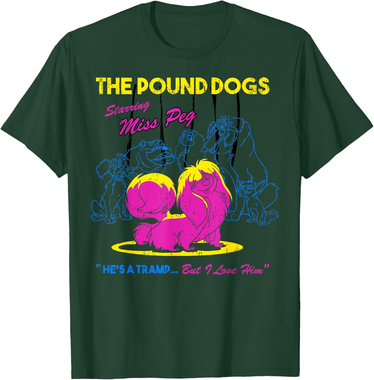 Disney The Lady And The Tramp Miss Peg Neon Portrait T-Shirt - T-Shirt | Forest