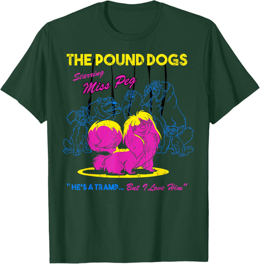Disney The Lady And The Tramp Miss Peg Neon Portrait T-Shirt - T-Shirt | Forest