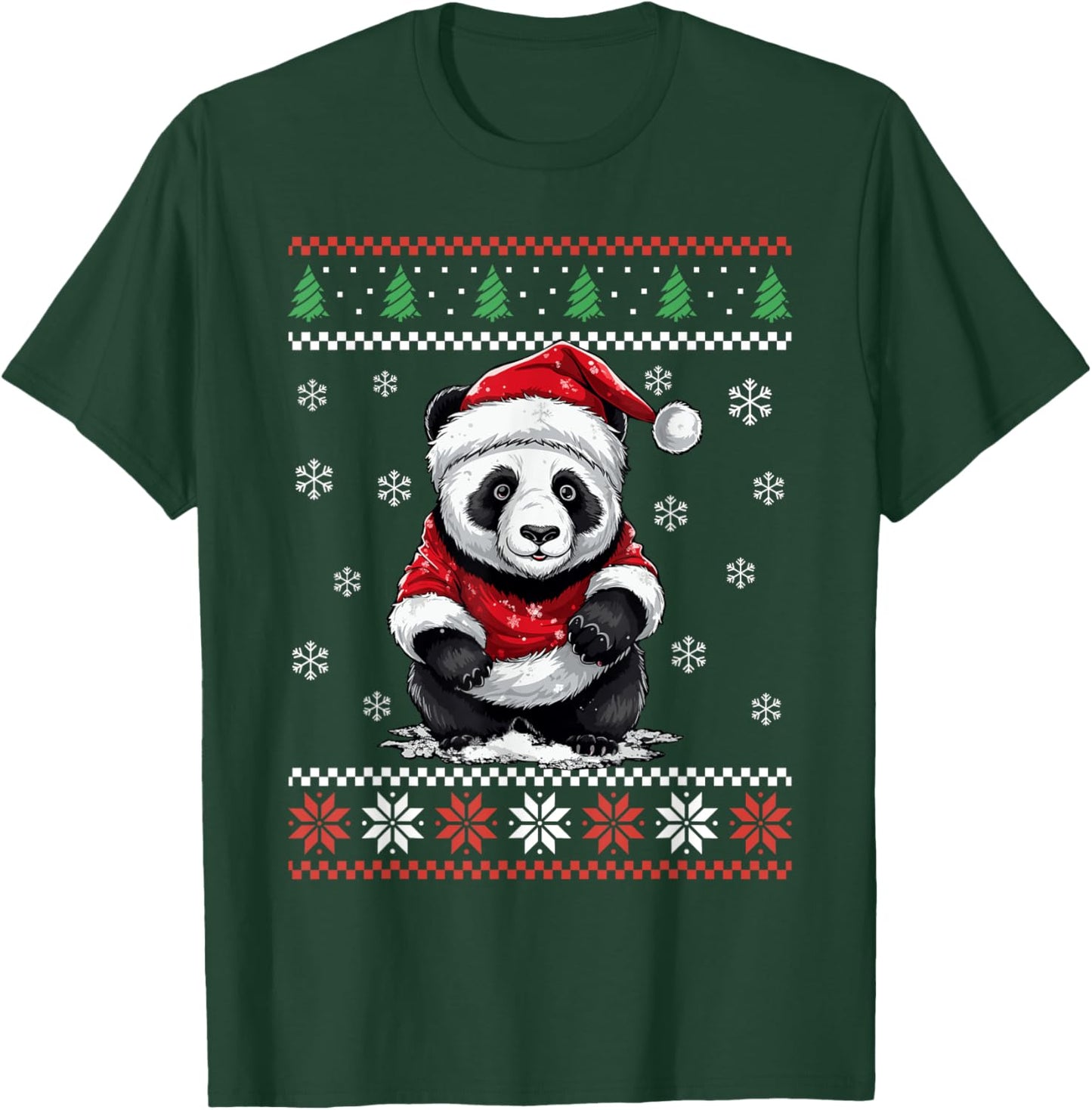 Panda Bear Ugly Christmas Sweater Xmas for Adults Kids T-Shirt - T-Shirt | Forest
