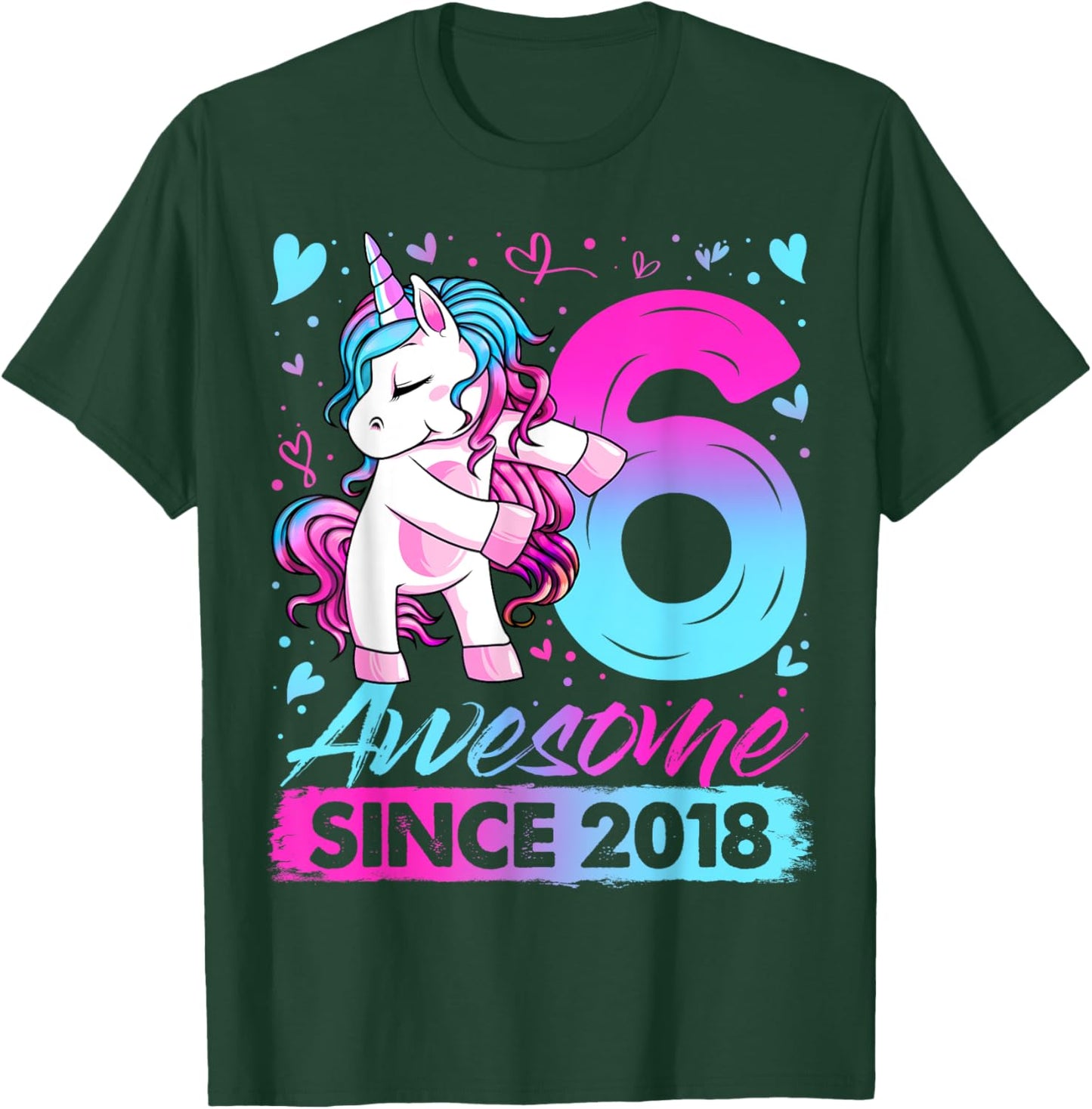 6 Years Old Flossing Unicorn Gifts 6th Birthday Girl Party T-Shirt - T-Shirt | Forest