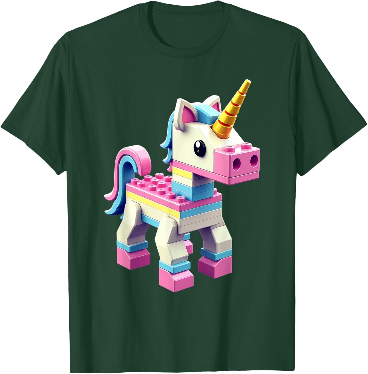 Master Builder Bricks Blocks Play Toys Unicorn T-Shirt - T-Shirt | Forest