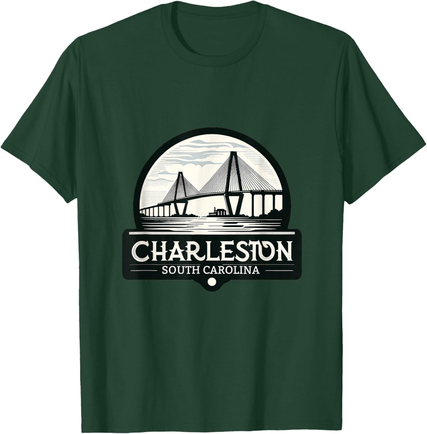 Charleston South Carolina Ravenel Bridge Skyline T-Shirt - T-Shirt | Forest