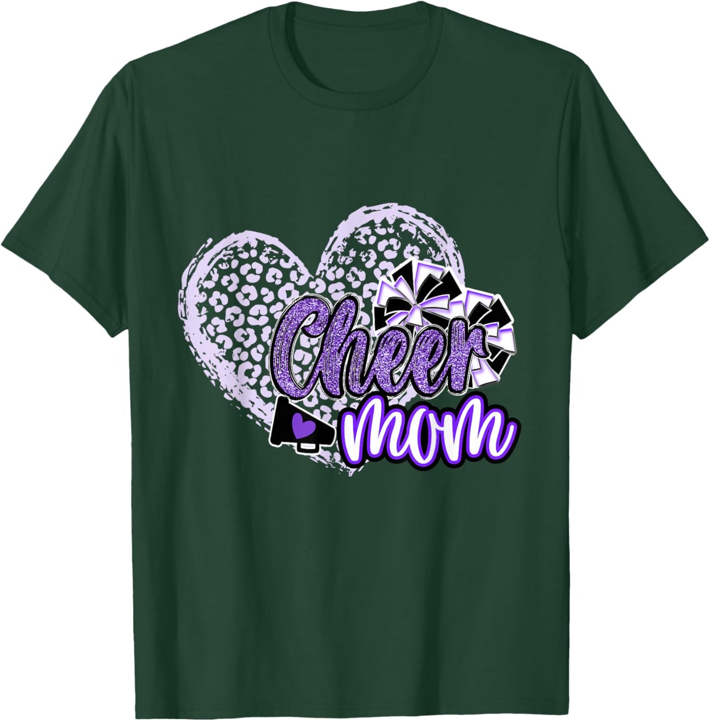 Cheer Mom Shirt, Megaphone Purple Leopard Cheetah Print T-Shirt - T-Shirt | Forest