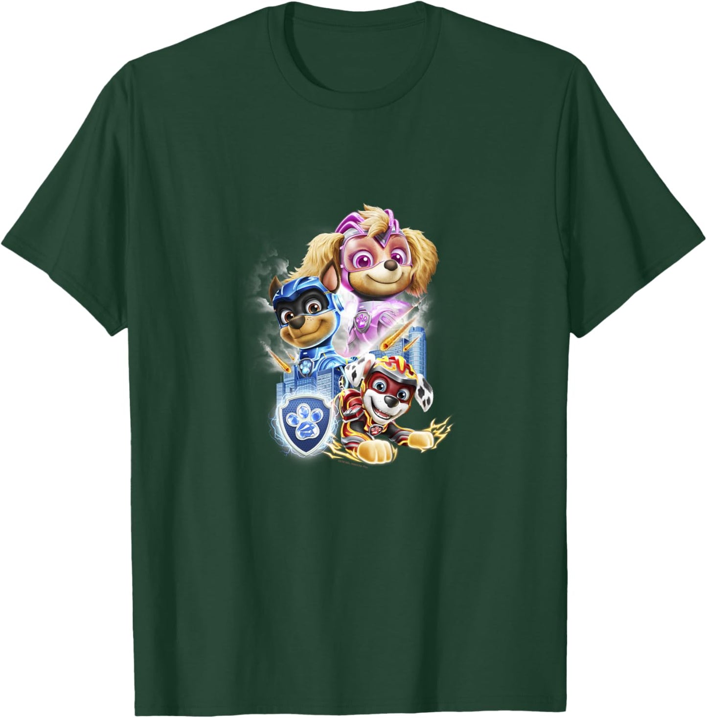 Kids PAW Patrol: The Mighty Movie Skye Chase Marshall Logo T-Shirt - T-Shirt | Forest