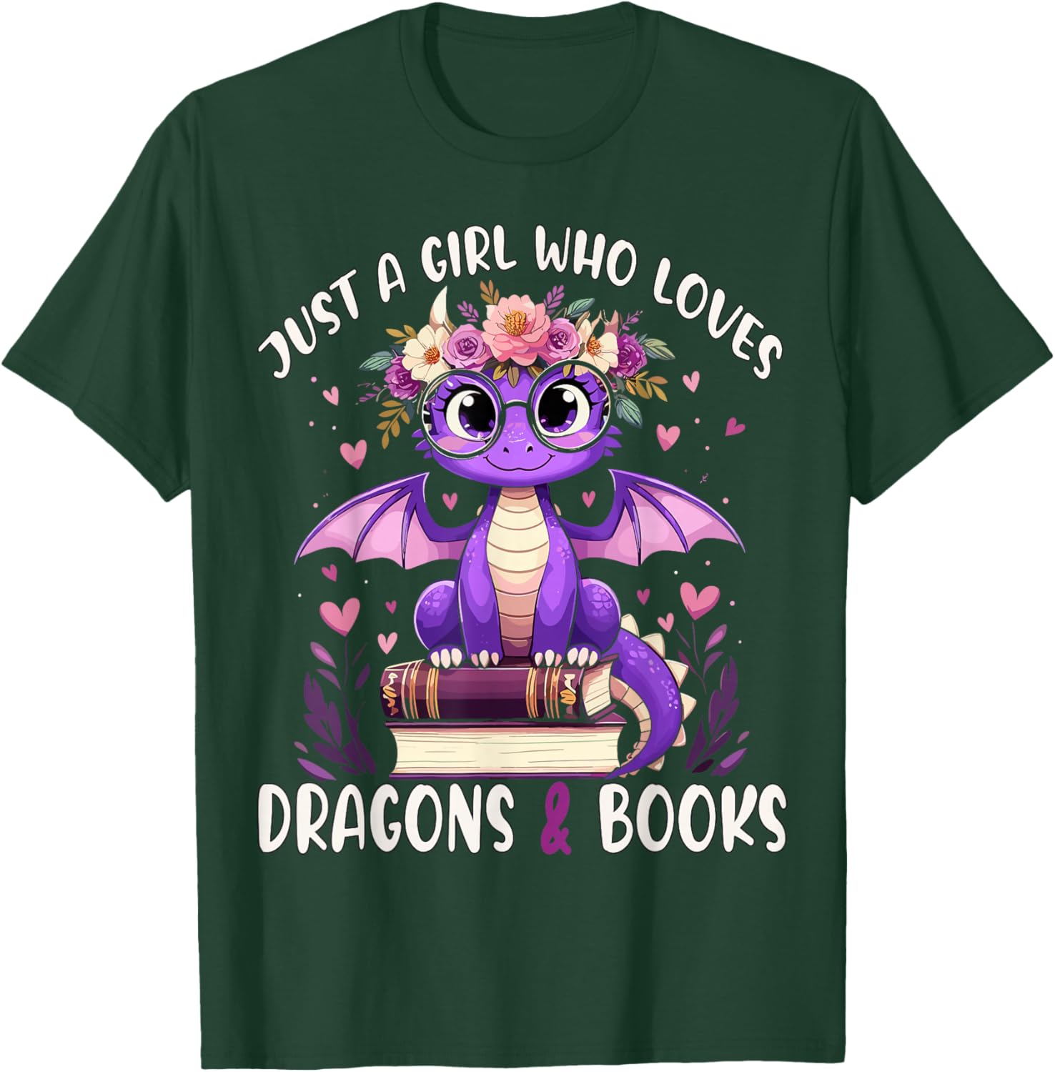 Just a Girl who loves Dragons and Books Dragon Reading T-Shirt - T-Shirt | Forest