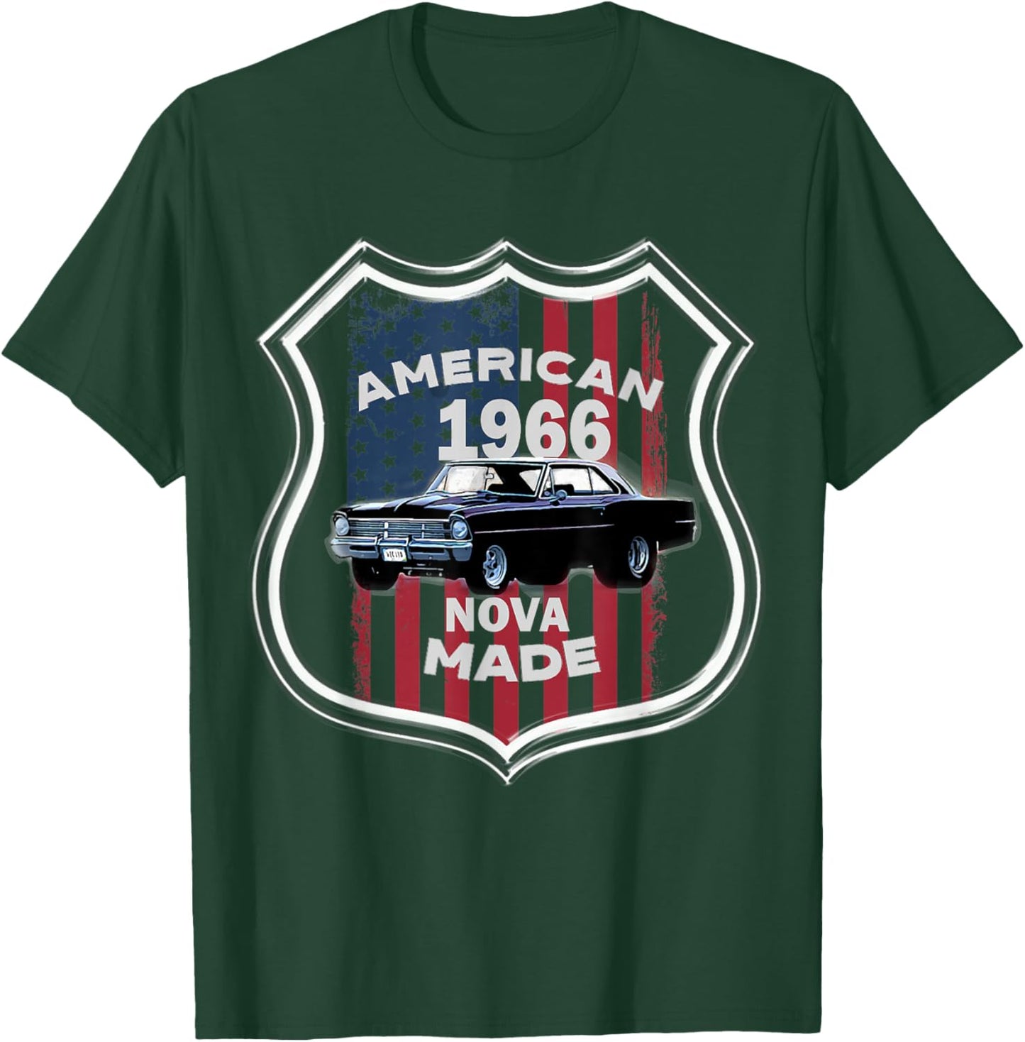 1966 66 Chevys Nova 2 Classic Car Old School Muscle Car T-Shirt - T-Shirt | Forest