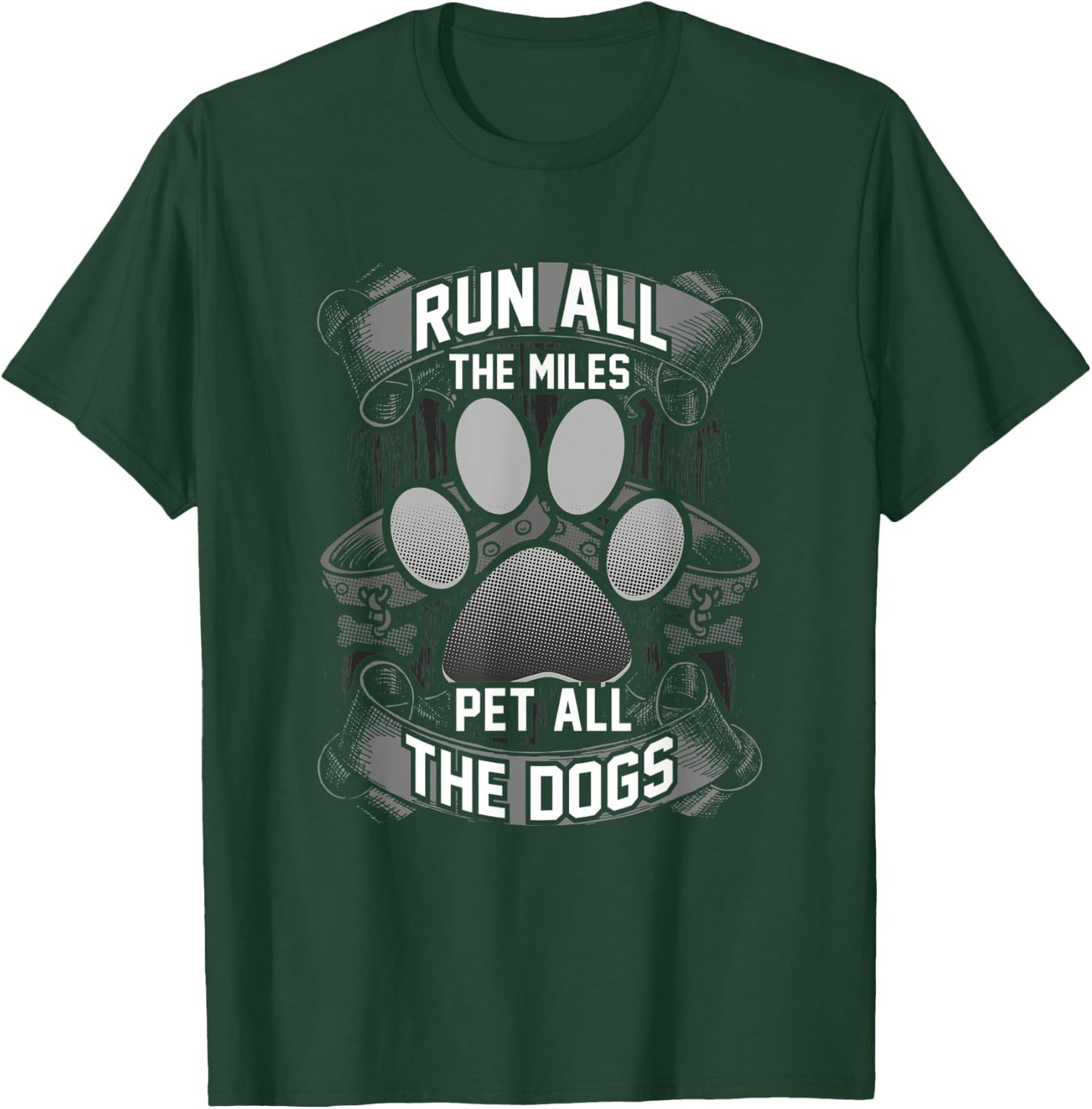 Cute Run All The Miles & Pet All The Dogs Runners Dog Lovers Women Kids T-Shirt - T-Shirt | Forest