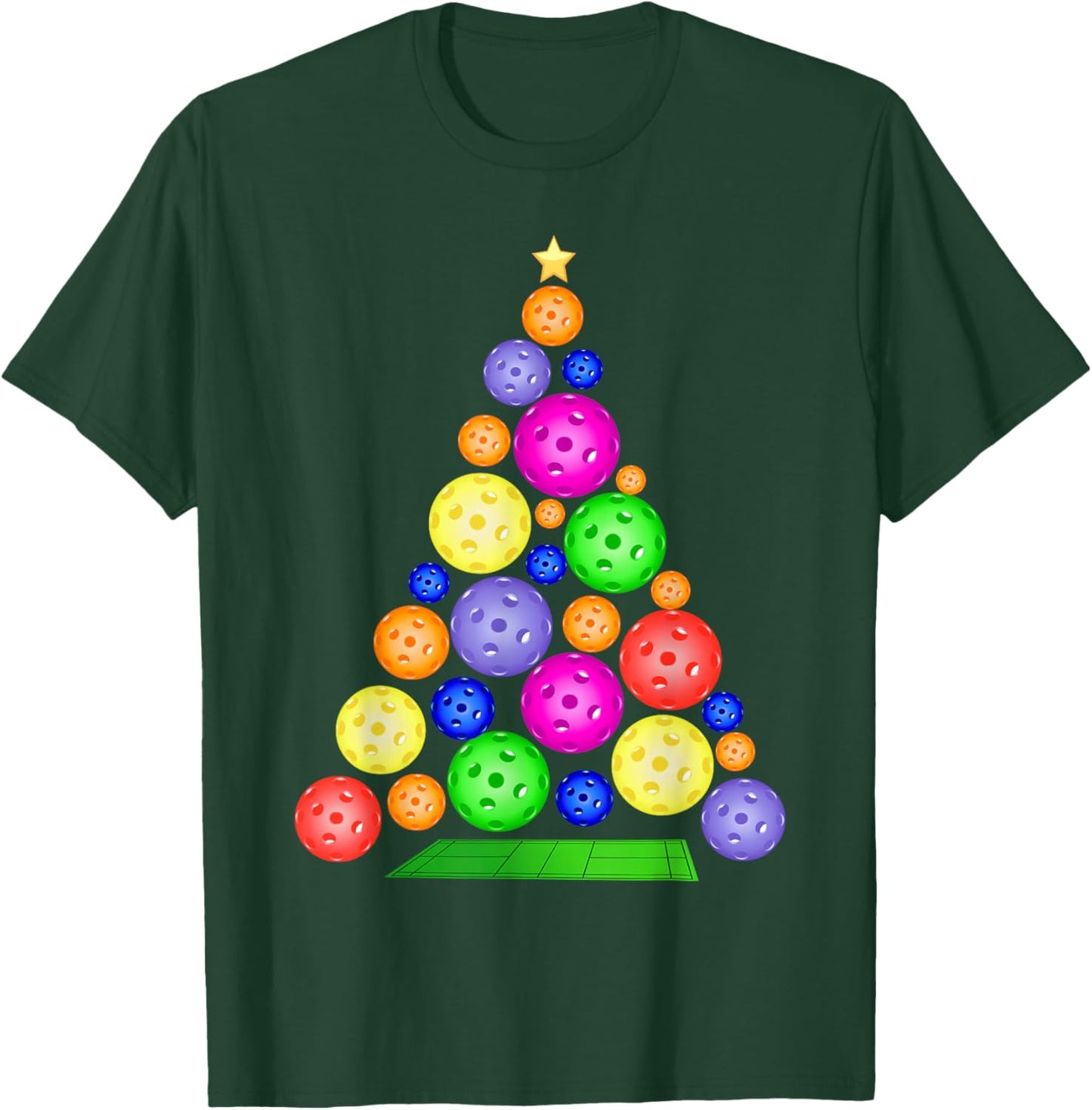 Pickleball Christmas Tree T-Shirt - T-Shirt | Forest