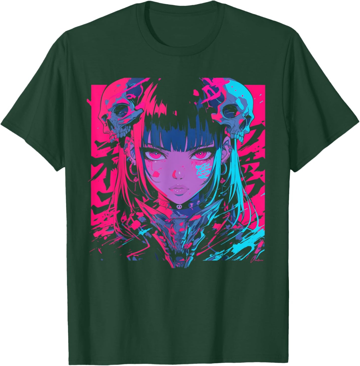 Goth Grunge Demon Anime Girl Waifu Horror Alt Aesthetic T-Shirt - T-Shirt | Forest