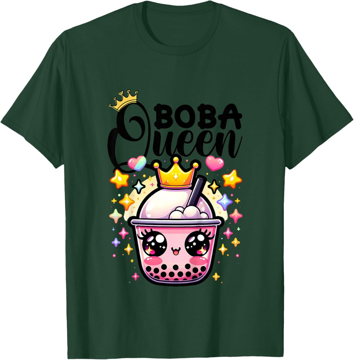 Boba Queen for Teen Girls Boba Bubble Tea Kawaii Japanese T-Shirt - T-Shirt | Forest