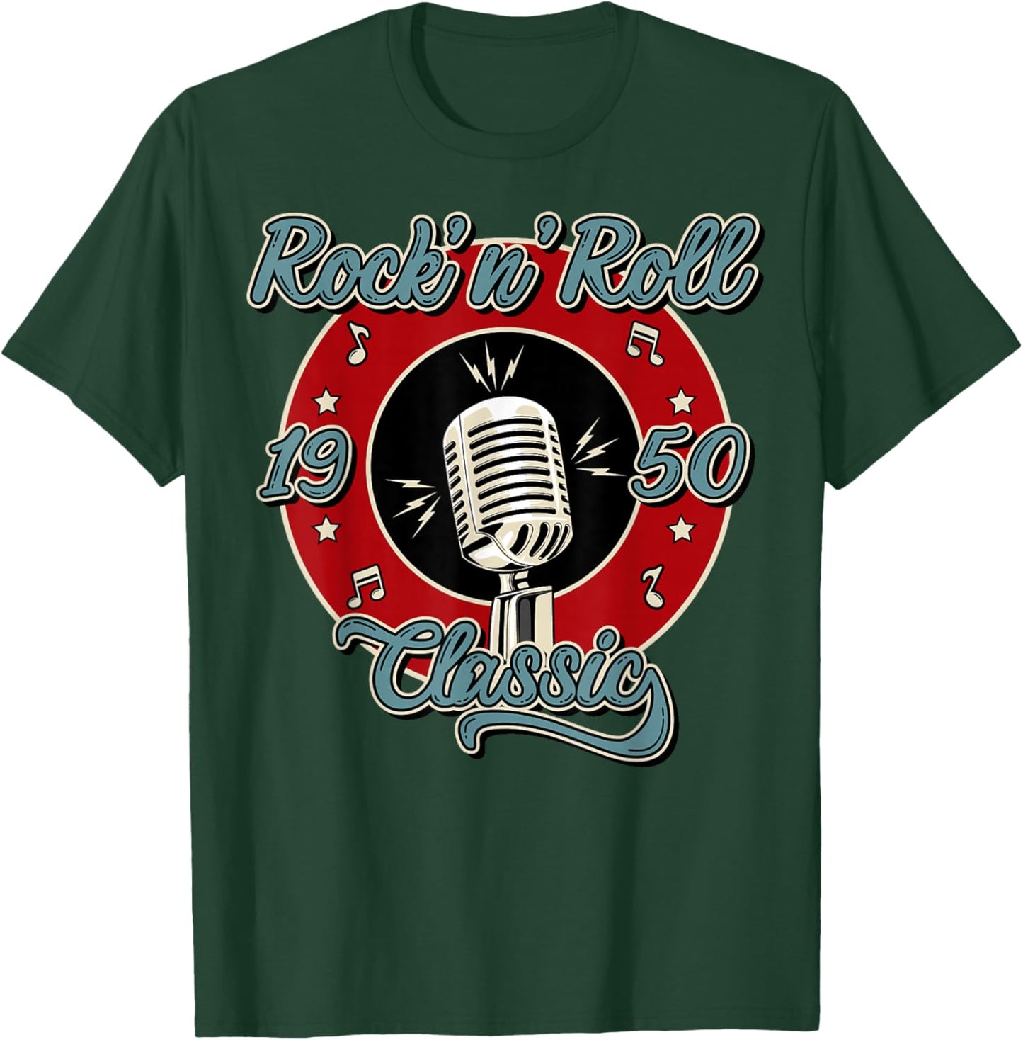 50s Rockabilly Clothing 1950s Sock Hop Swing Greaser Rocker T-Shirt - T-Shirt | Forest