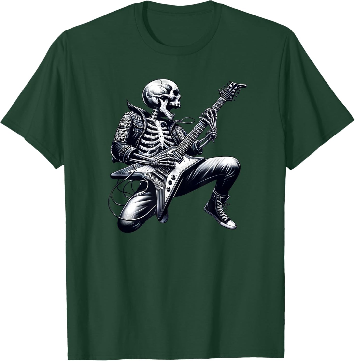 Skeleton Playing Guitar Rock n Roll Graphic Skeleton T-Shirt - T-Shirt | Forest