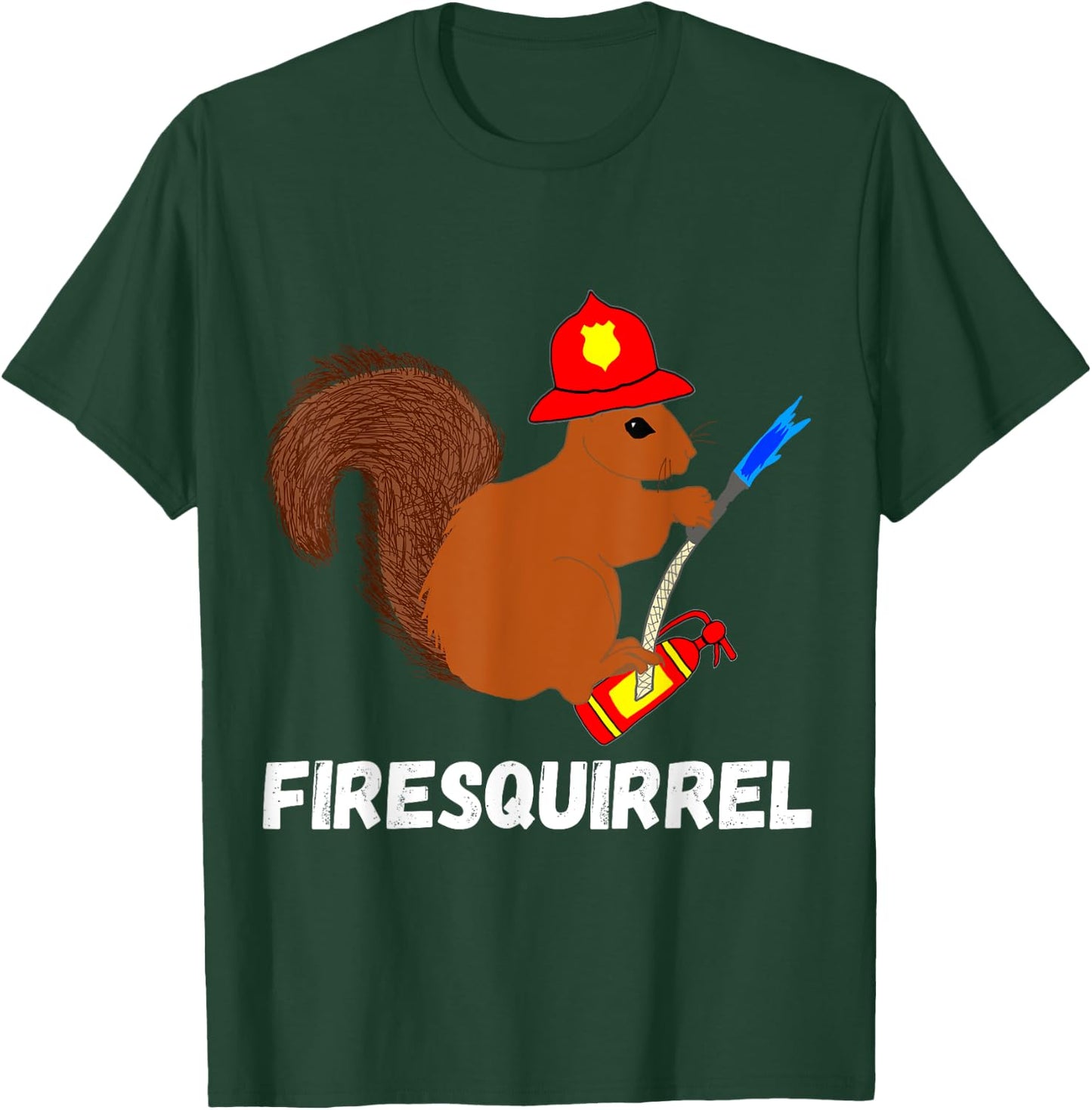Firefighter Squirrel Funny Fire Fighter Rodent Fireman T-Shirt - T-Shirt | Forest