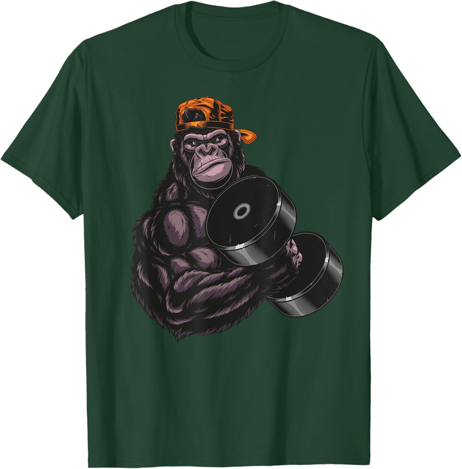 gorilla dumbbell Fitness Workout Gym for lover Bodybuilding T-Shirt - T-Shirt | Forest
