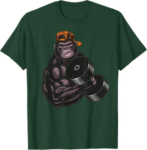gorilla dumbbell Fitness Workout Gym for lover Bodybuilding T-Shirt - T-Shirt | Forest