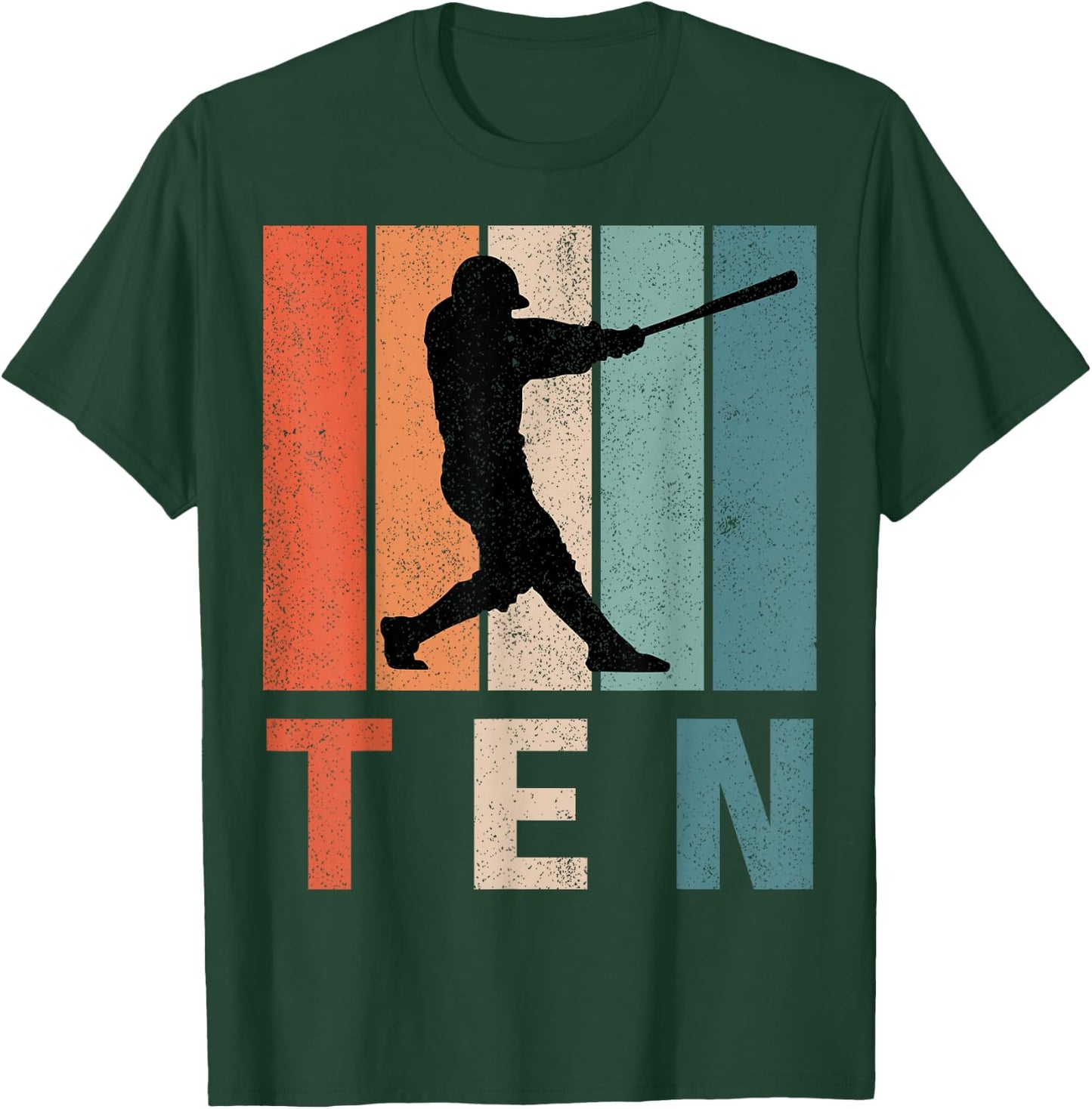 10th Birthday Retro Baseball Player Boys Kids 10 Years Old T-Shirt - T-Shirt | Forest