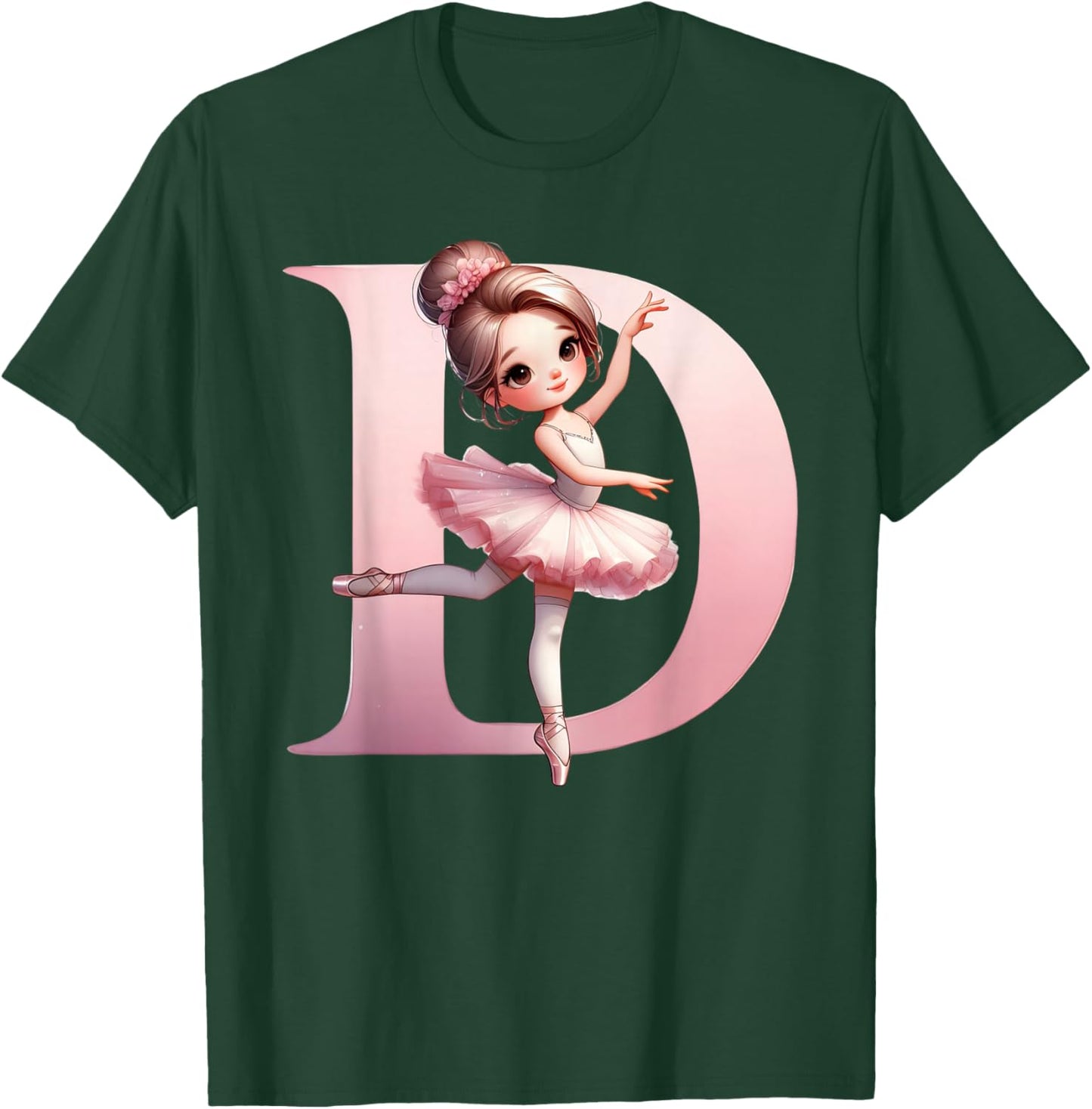 Ballerina Girl Dancing Name First Letter D Girly Tutu Ballet T-Shirt - T-Shirt | Forest