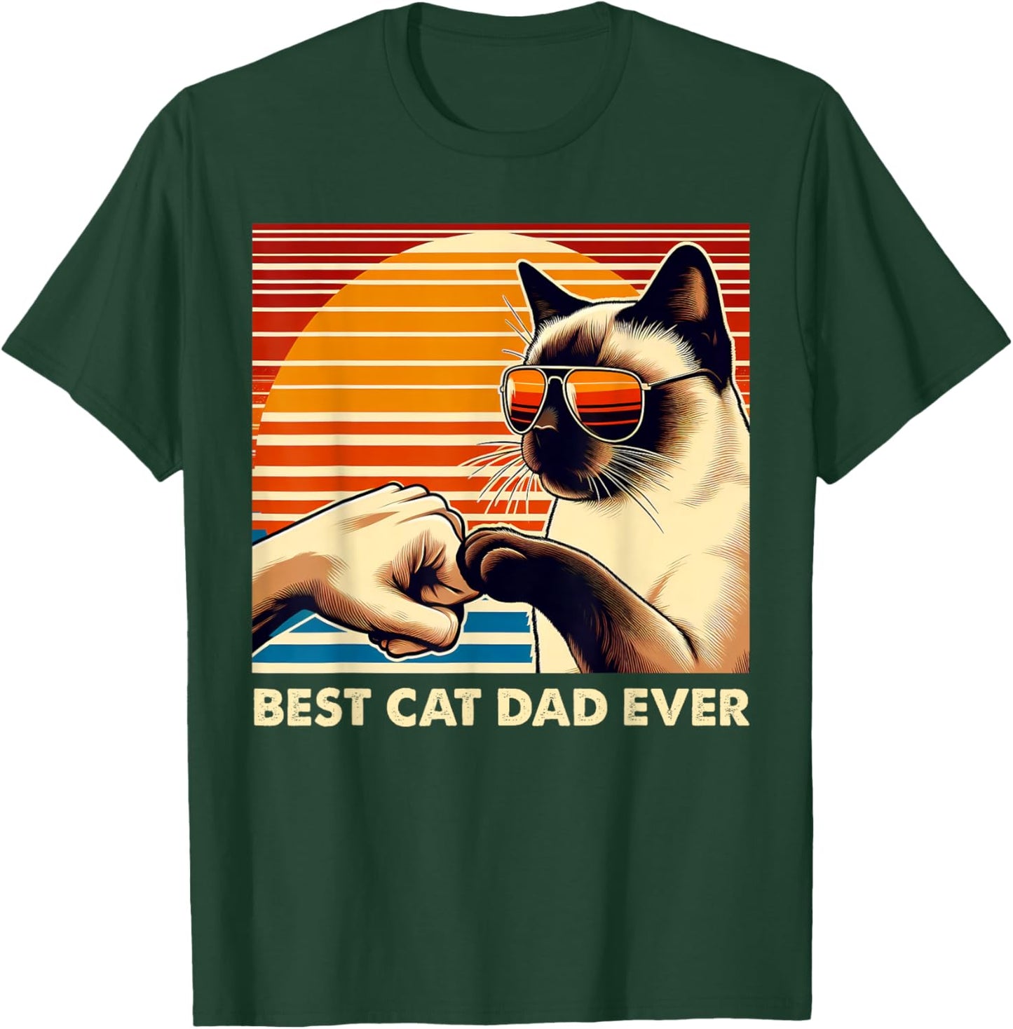 Vintage Best Cat Dad Ever Siamese Cat Lover Fathers Day Men T-Shirt - T-Shirt | Forest