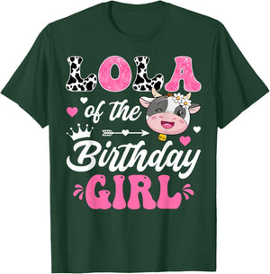 Lola Of The Birthday Girl Cute Cow Farm 1St Birthday T-Shirt - T-Shirt | Forest